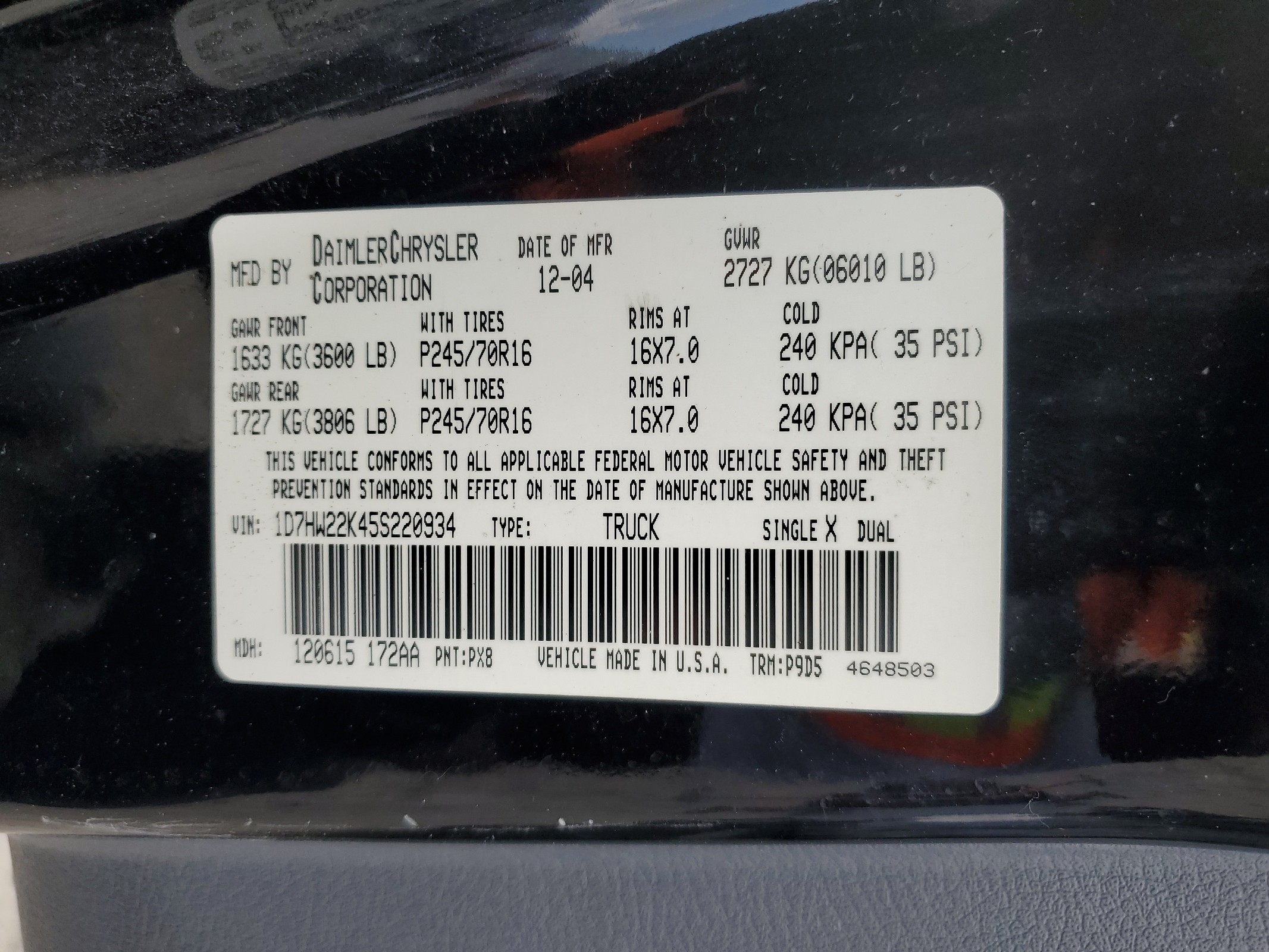 1D7HW22K45S220934 2005 Dodge Dakota St