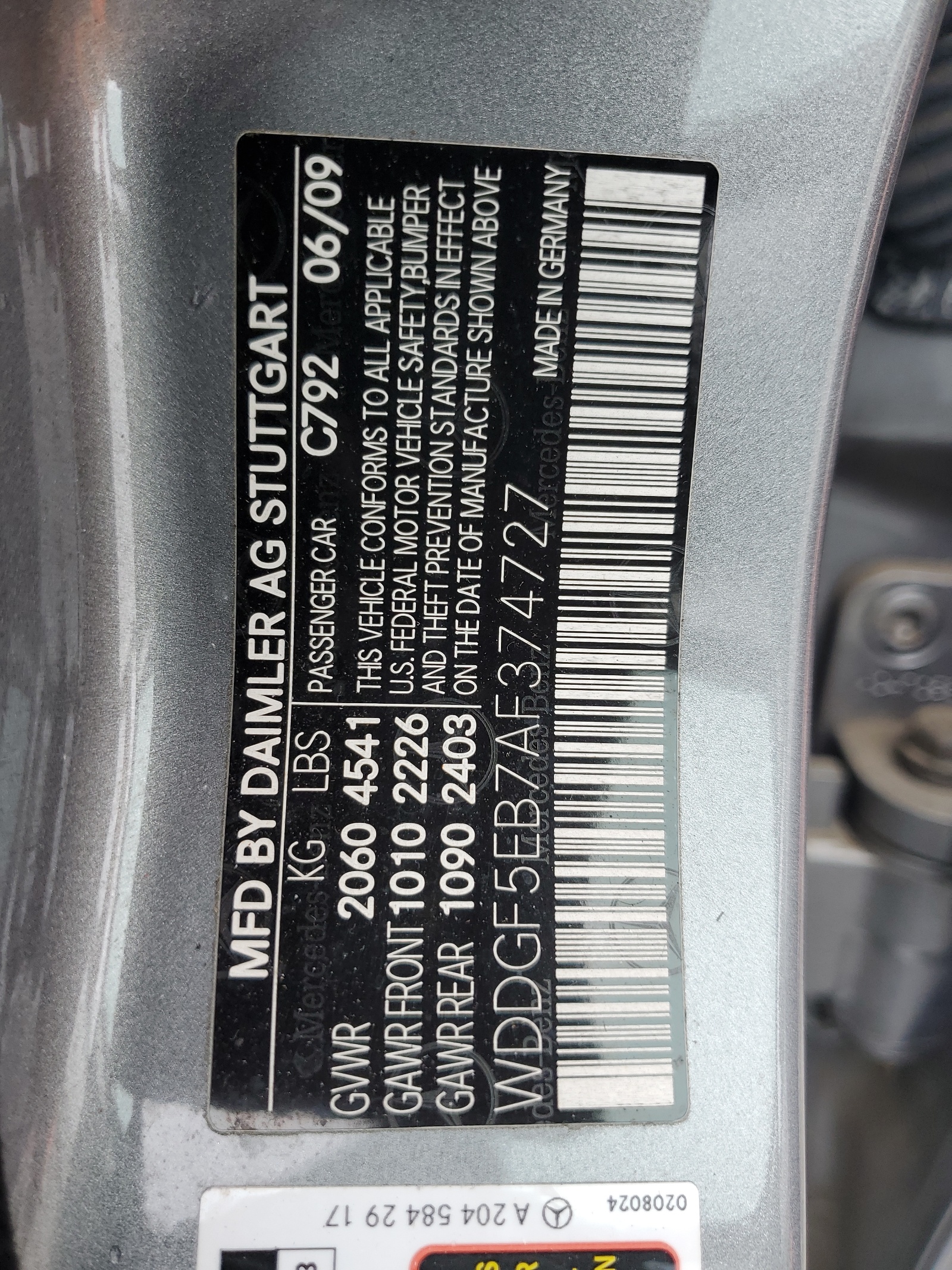 WDDGF5EB7AF374727 2010 Mercedes-Benz C 300