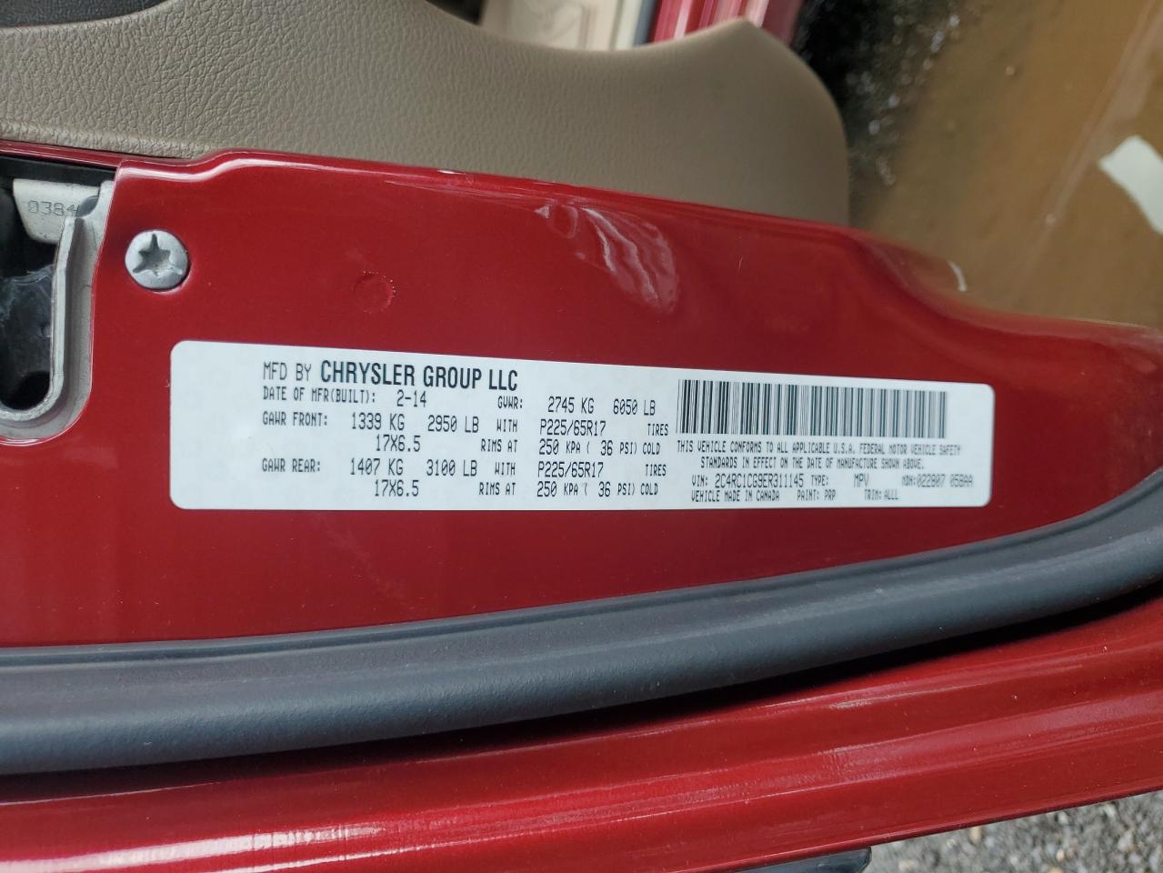 2014 Chrysler Town & Country Touring L VIN: 2C4RC1CG9ER311145 Lot: 65217384