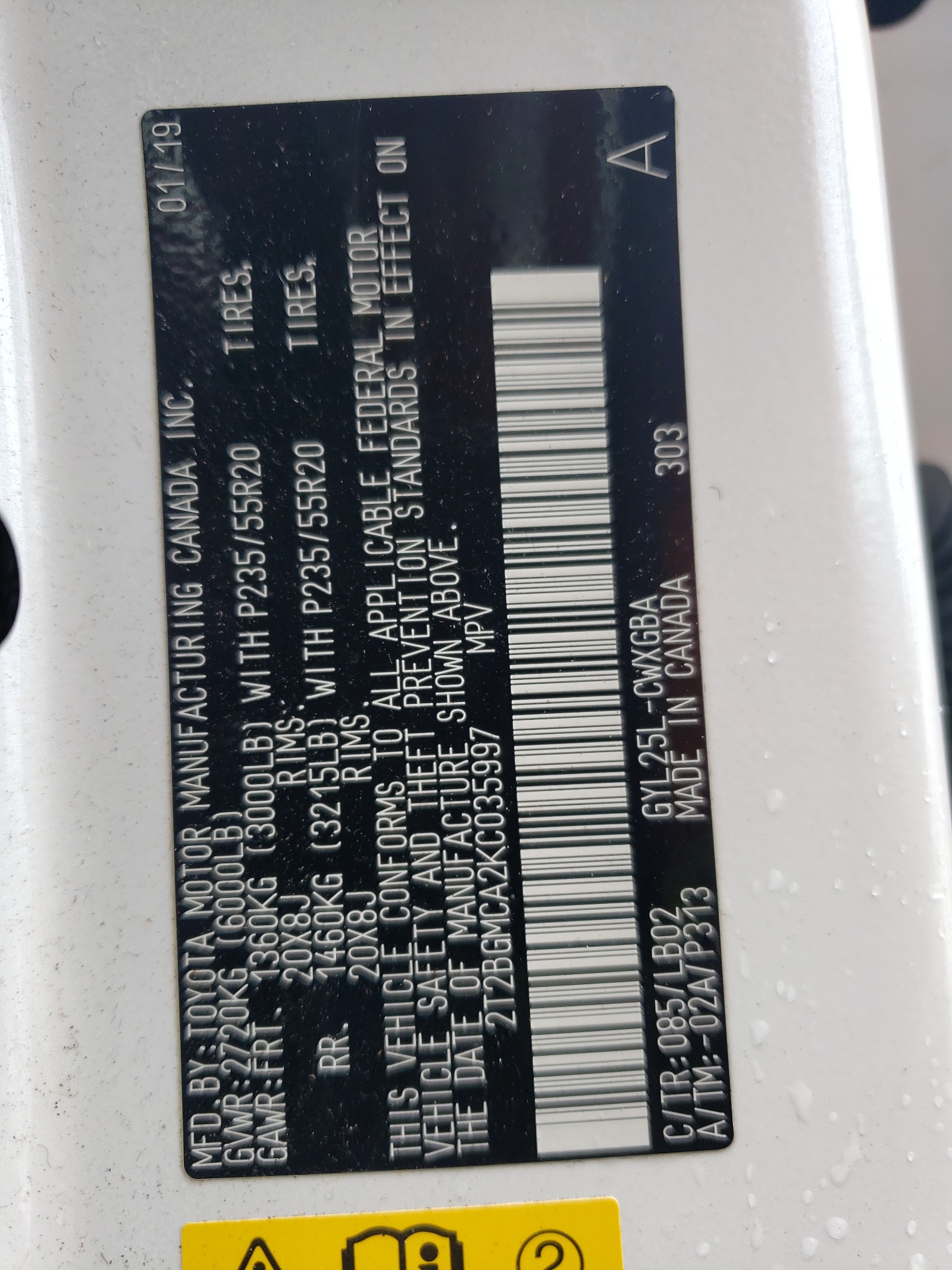 2T2BGMCA2KC035997 2019 Lexus Rx 450H Base