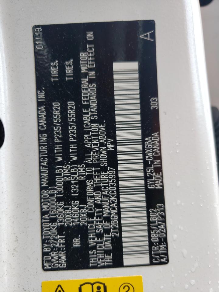 2019 Lexus Rx 450H Base VIN: 2T2BGMCA2KC035997 Lot: 63961204