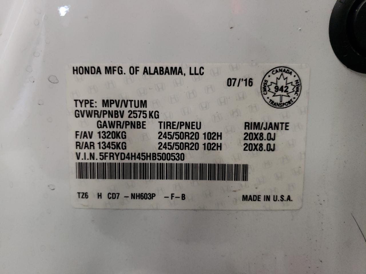 2017 Acura Mdx Navi VIN: 5FRYD4H45HB500530 Lot: 65732414