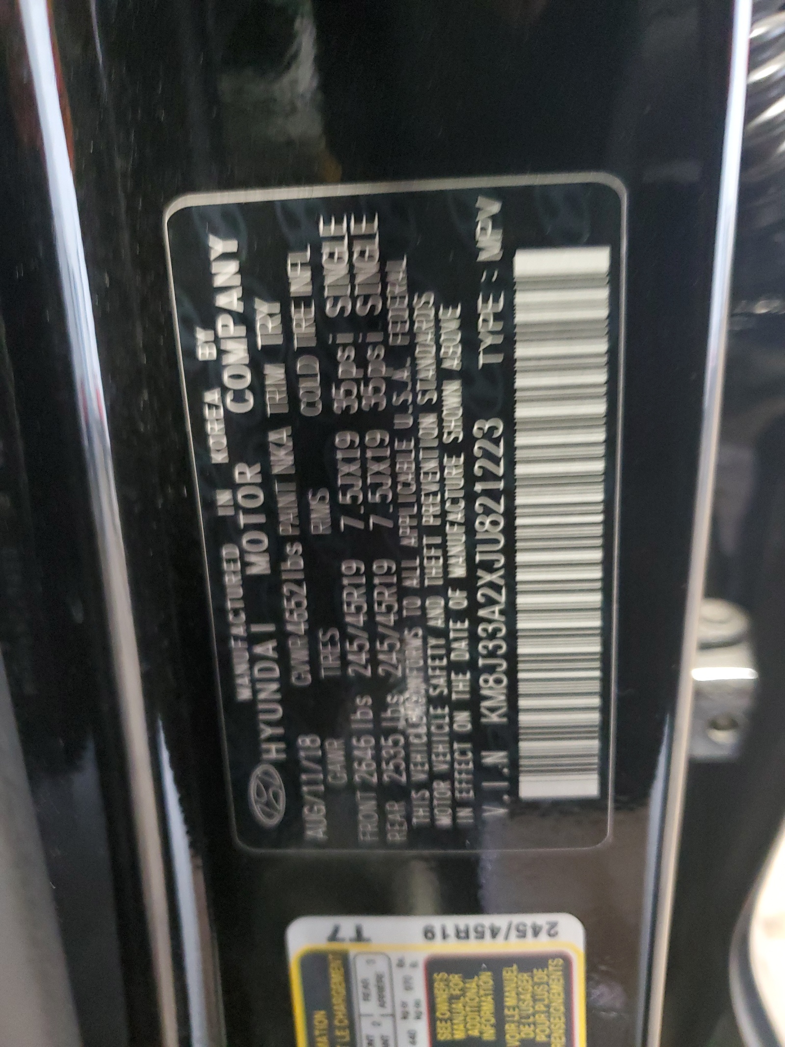 KM8J33A2XJU821223 2018 Hyundai Tucson Value