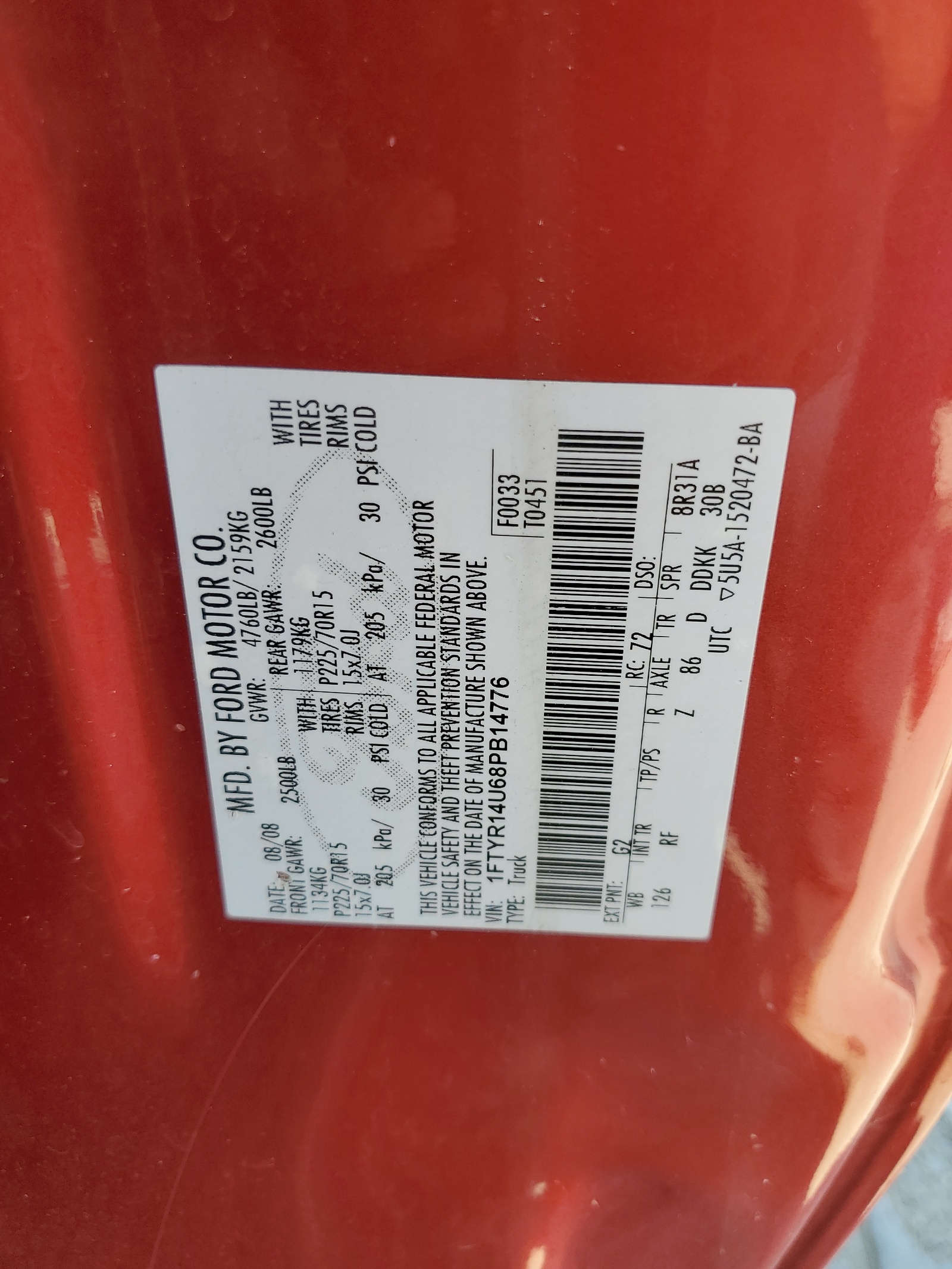 1FTYR14U68PB14776 2008 Ford Ranger Super Cab