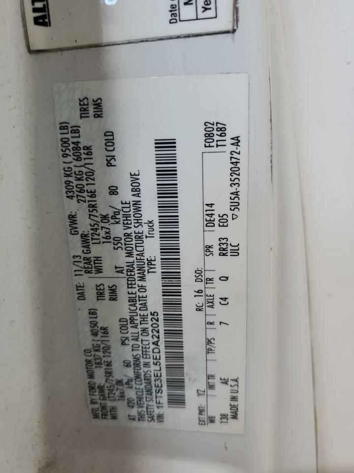 2014 Ford Econoline E350 Super Duty Van VIN: 1FTSE3EL5EDA22025 Lot: 64348274