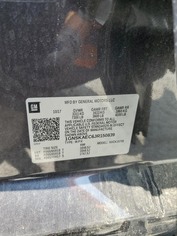 2018 Chevrolet Tahoe K1500 Ls VIN: 1GNSKAEC6JR150839 Lot: 64628604