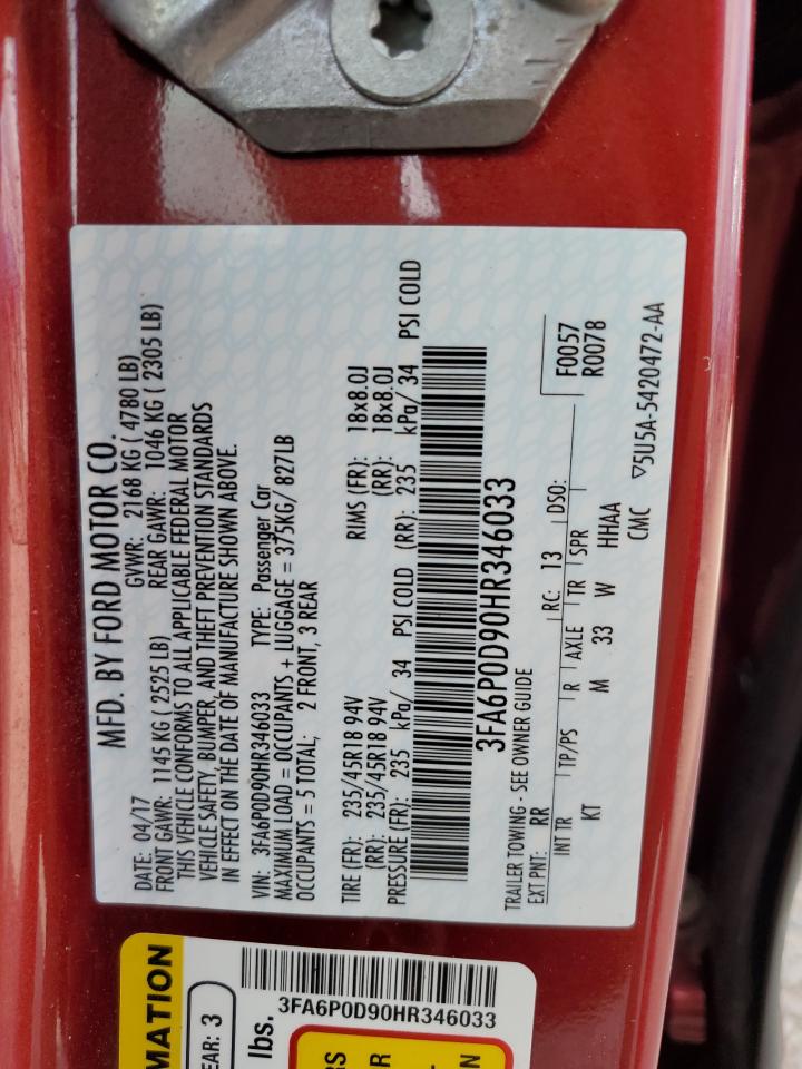 2017 Ford Fusion Titanium VIN: 3FA6P0D90HR346033 Lot: 64188464