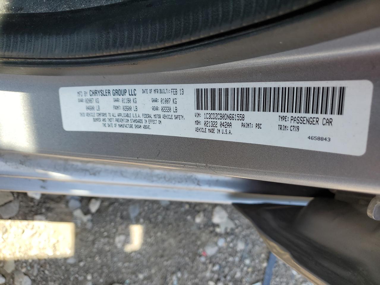 2013 Dodge Avenger Sxt VIN: 1C3CDZCB0DN661558 Lot: 63060444