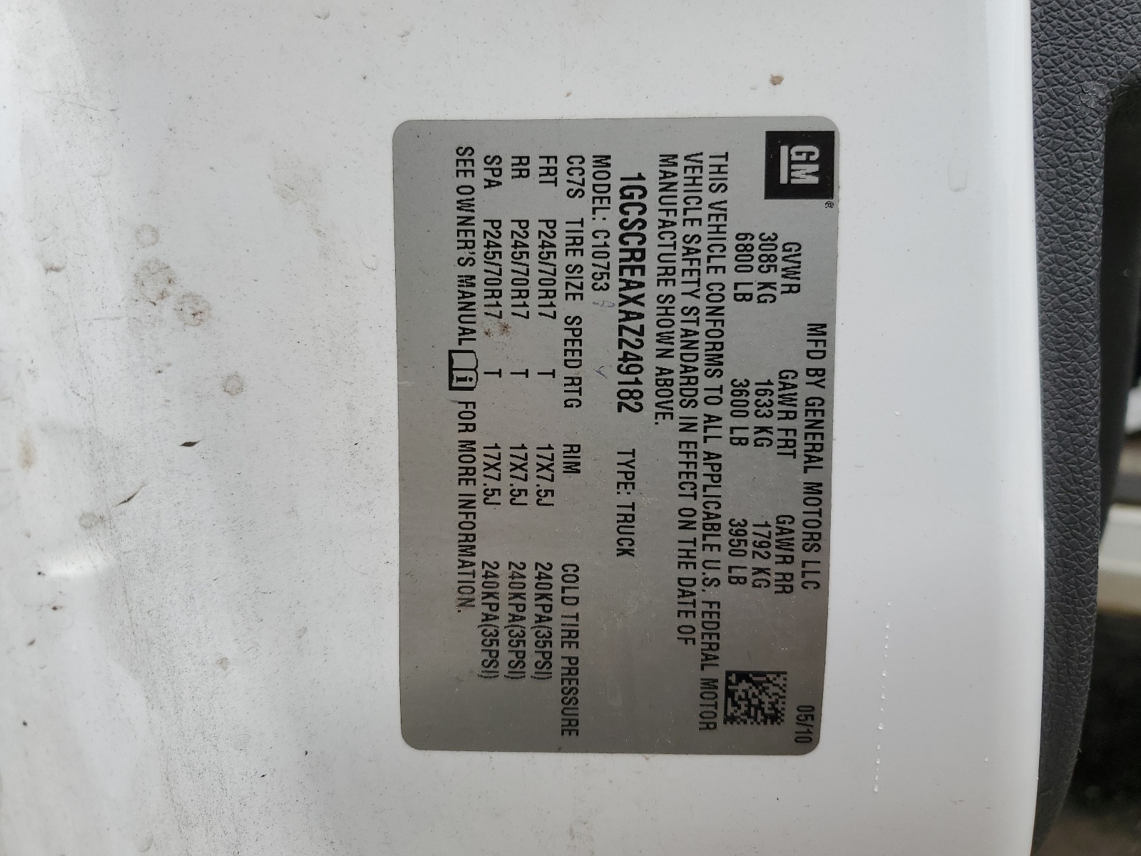 1GCSCREAXAZ249182 2010 Chevrolet Silverado C1500 Ls