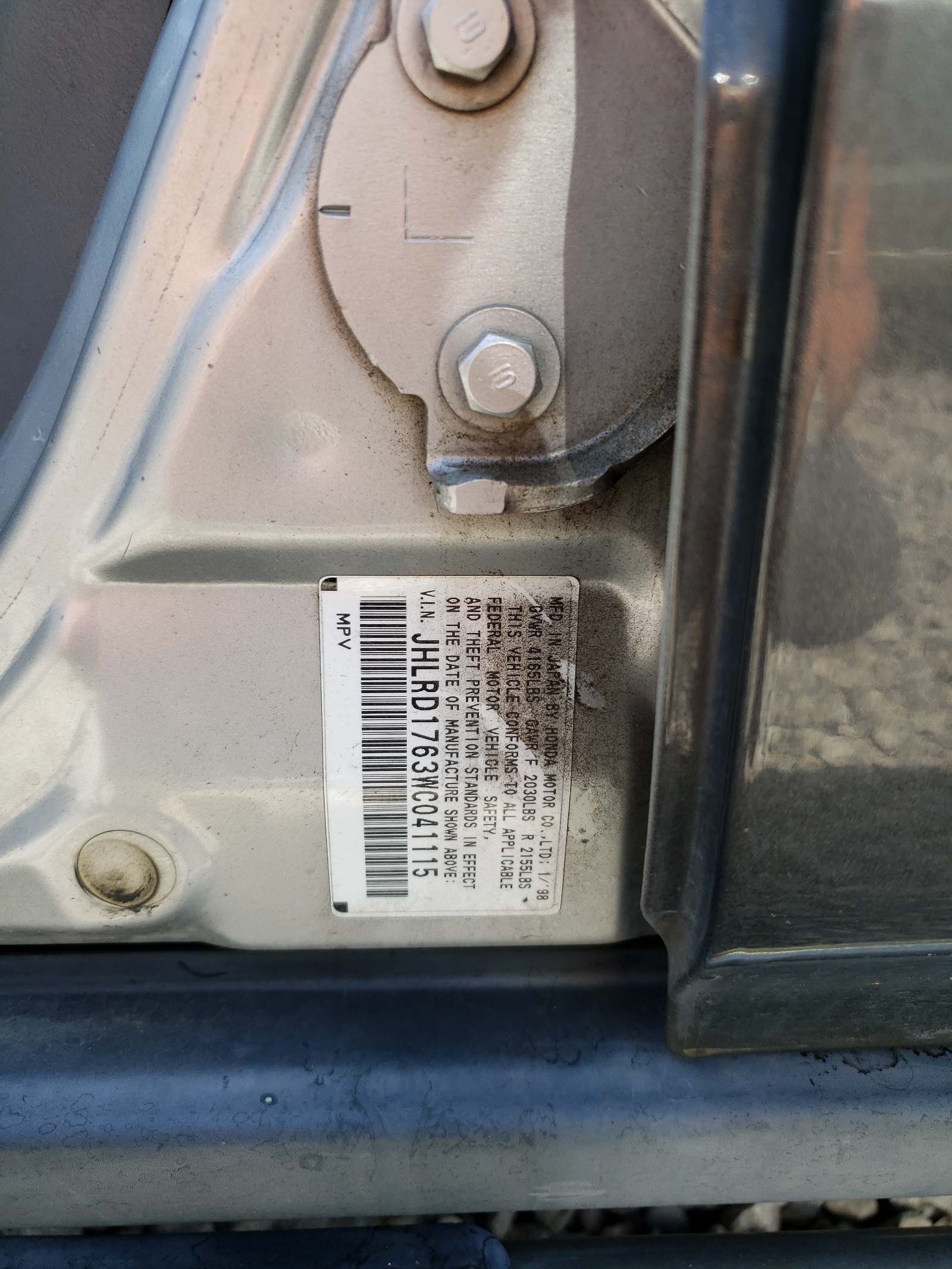 JHLRD1763WC041115 1998 Honda Cr-V Ex