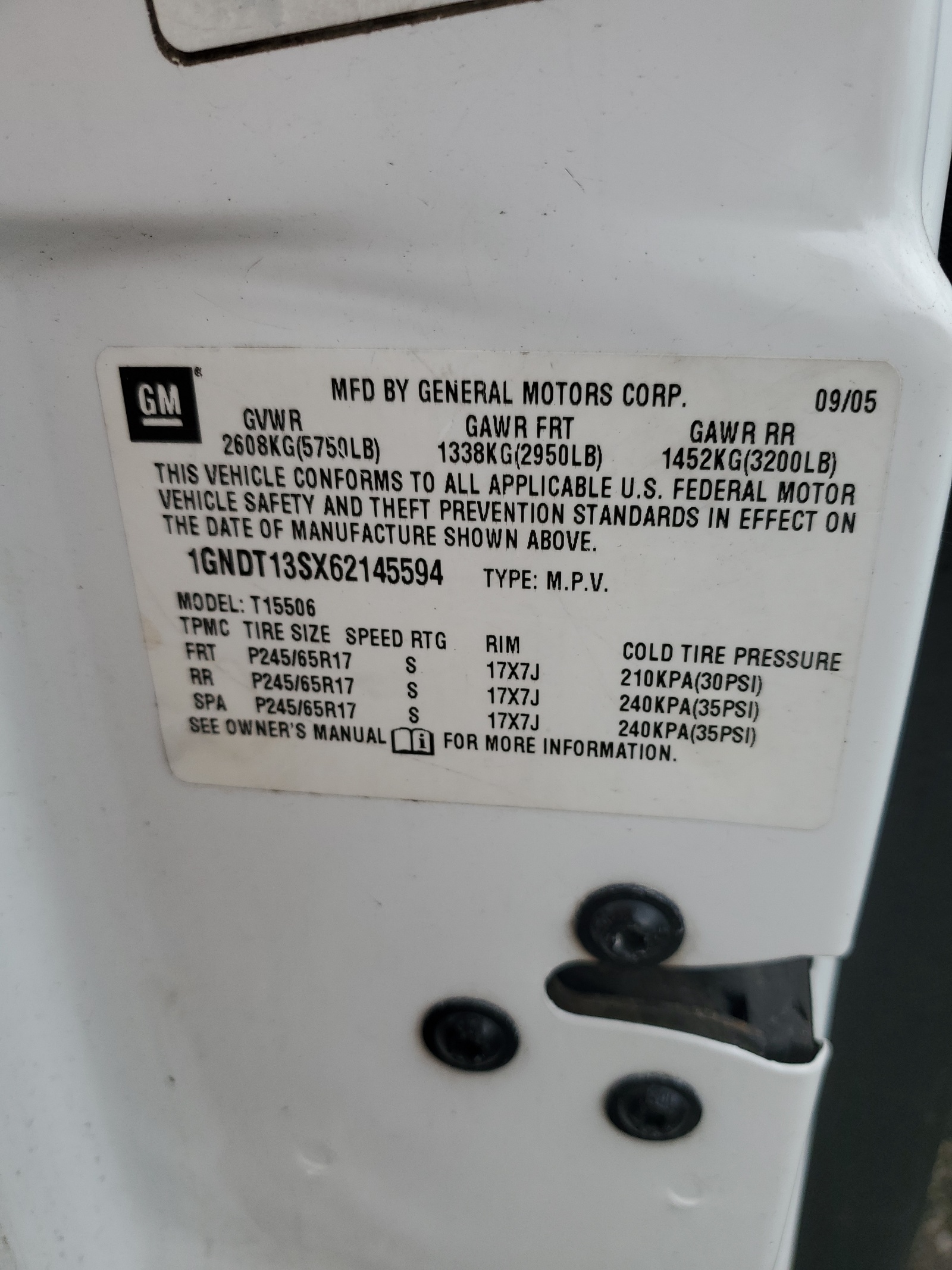 1GNDT13SX62145594 2006 Chevrolet Trailblazer Ls