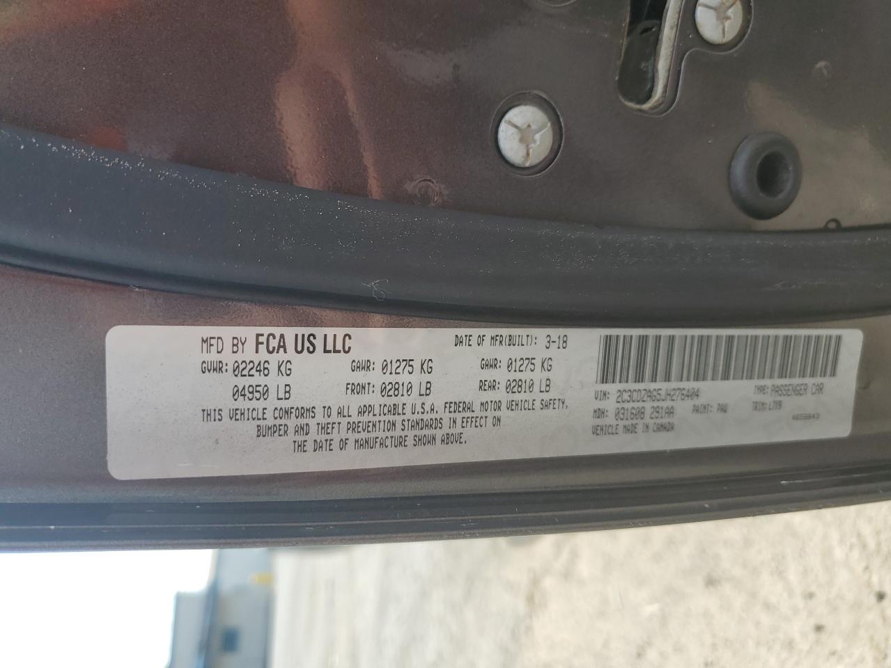 2018 Dodge Challenger Sxt VIN: 2C3CDZAG5JH276404 Lot: 63125684