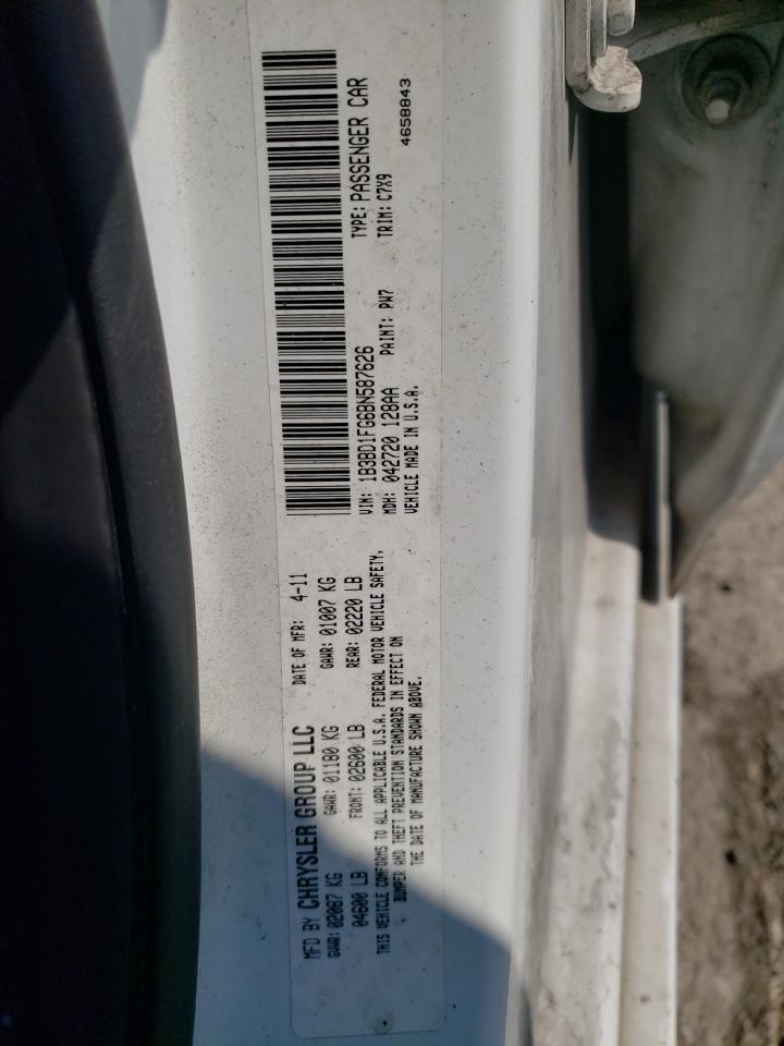 2011 Dodge Avenger Mainstreet VIN: 1B3BD1FG6BN587626 Lot: 62311344