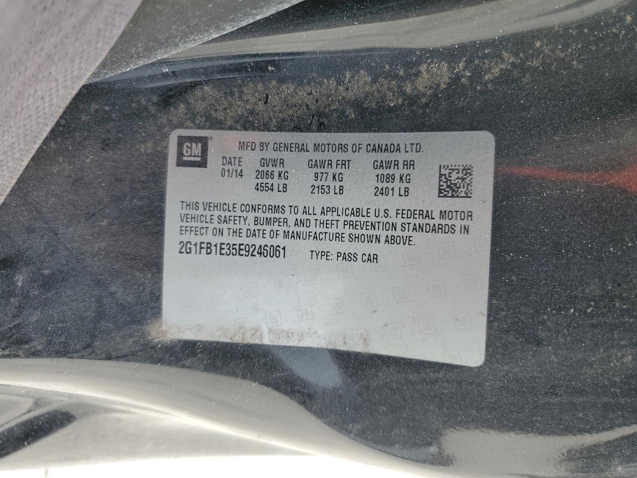 2014 Chevrolet Camaro Lt VIN: 2G1FB1E35E9246061 Lot: 62461174