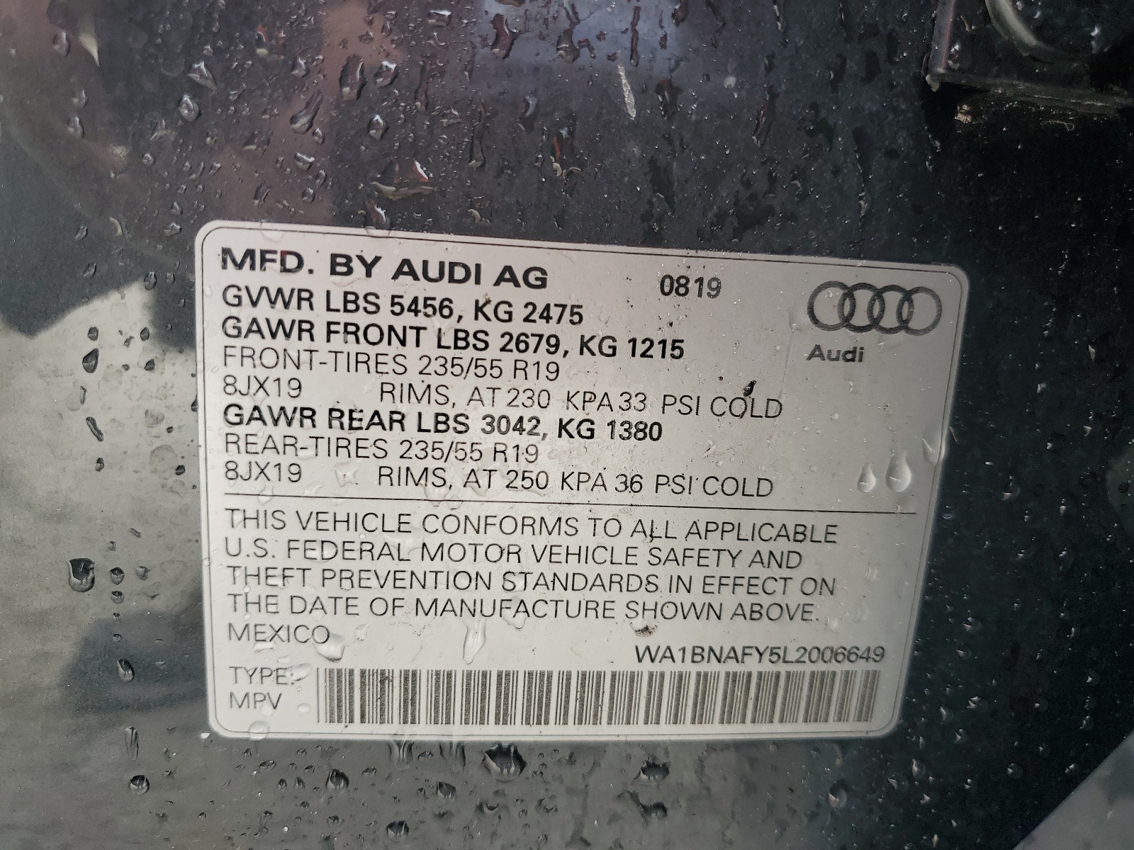 WA1BNAFY5L2006649 2020 Audi Q5 Premium Plus