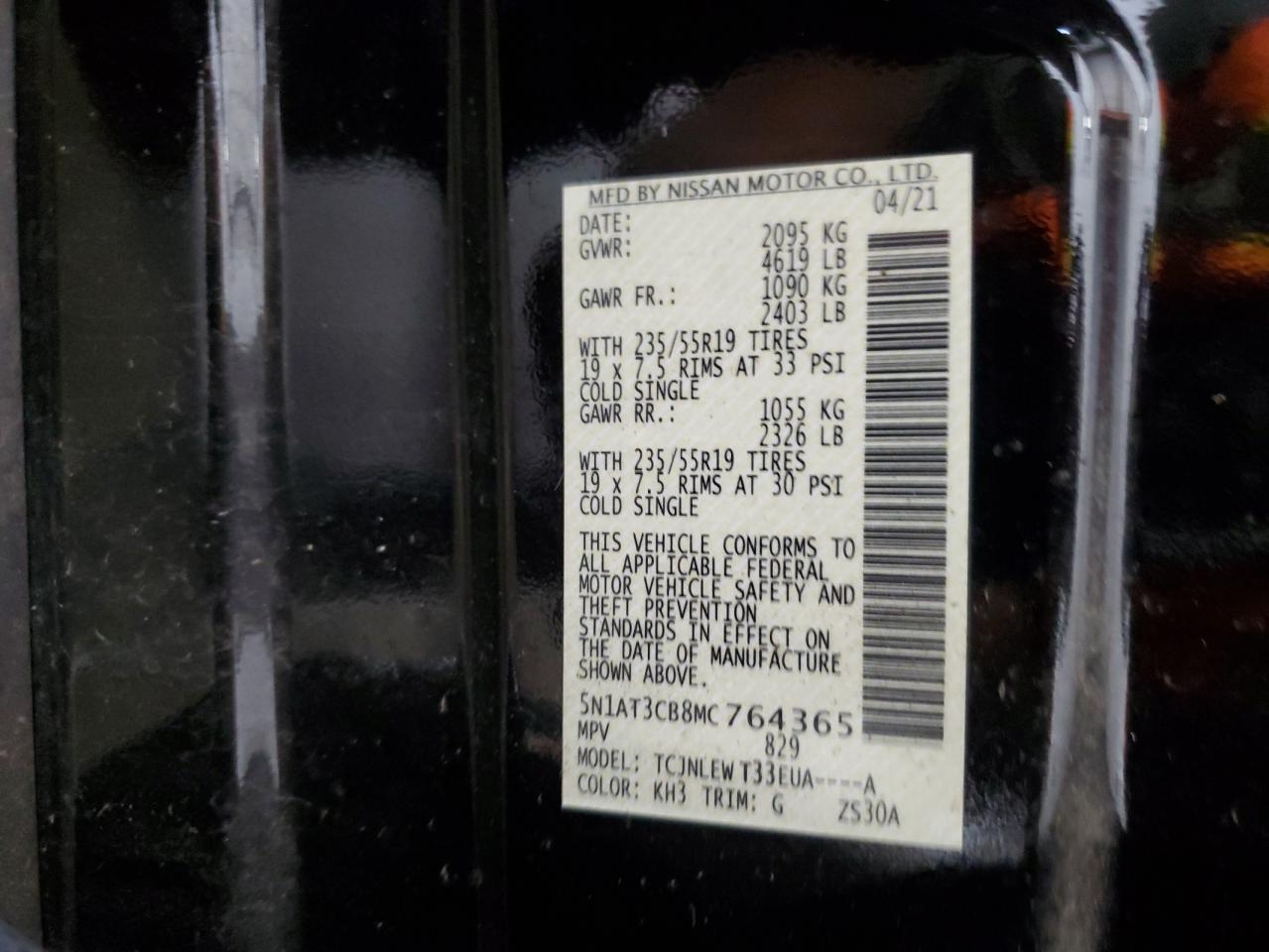 2021 Nissan Rogue Sl VIN: 5N1AT3CB8MC764365 Lot: 65229874