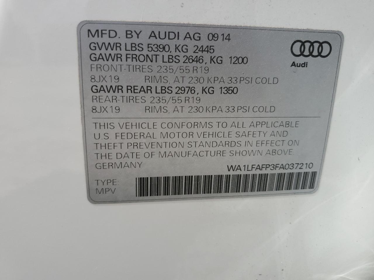 WA1LFAFP3FA037210 2015 Audi Q5 Premium Plus