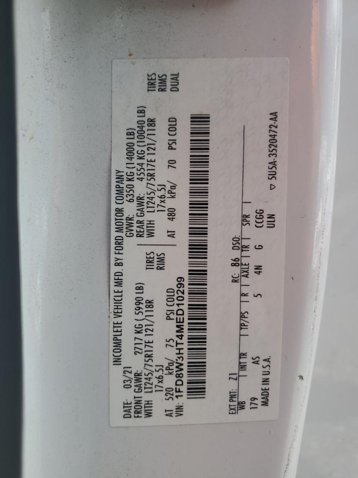 2021 Ford F350 Super Duty VIN: 1FD8W3HT4MED10299 Lot: 65910884