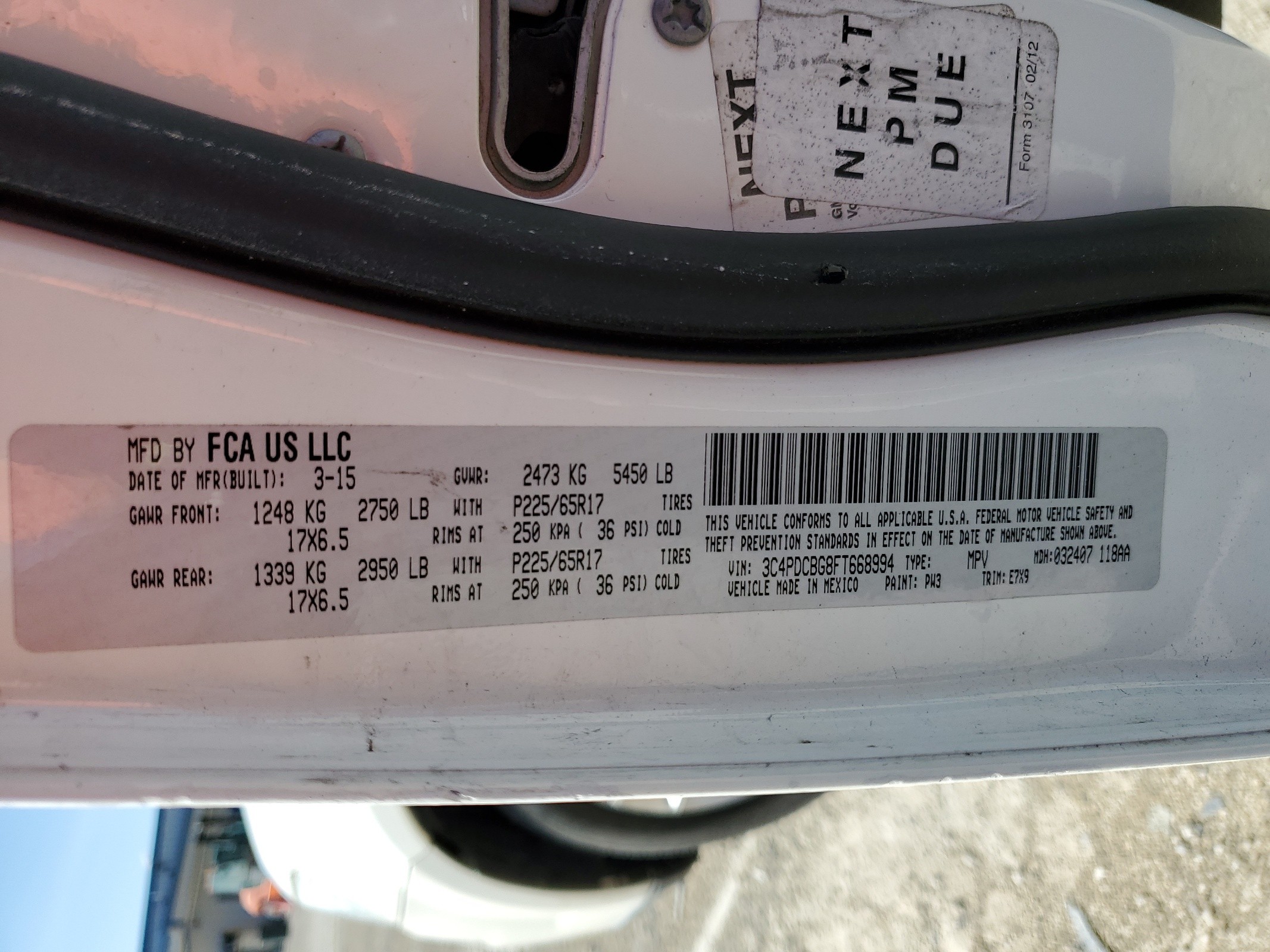 3C4PDCBG8FT668994 2015 Dodge Journey Sxt