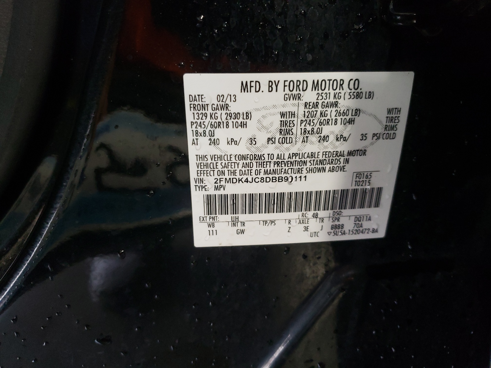 2FMDK4JC8DBB90111 2013 Ford Edge Sel