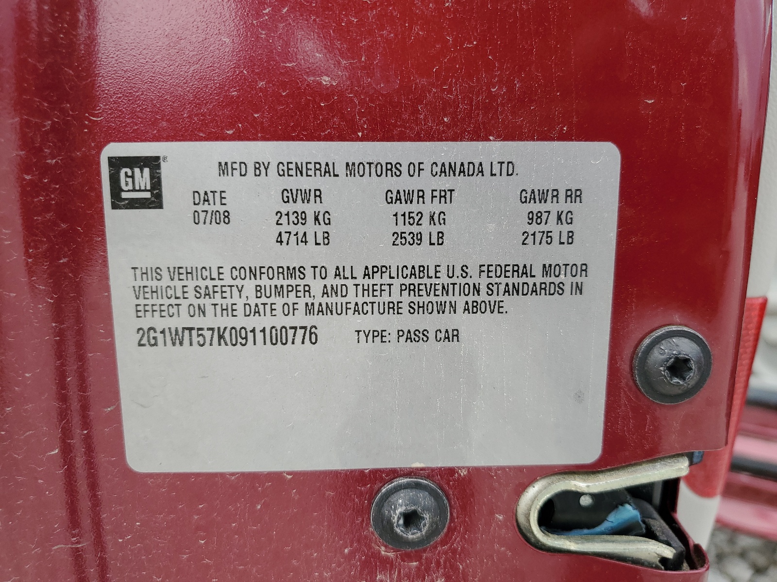 2G1WT57K091100776 2009 Chevrolet Impala 1Lt