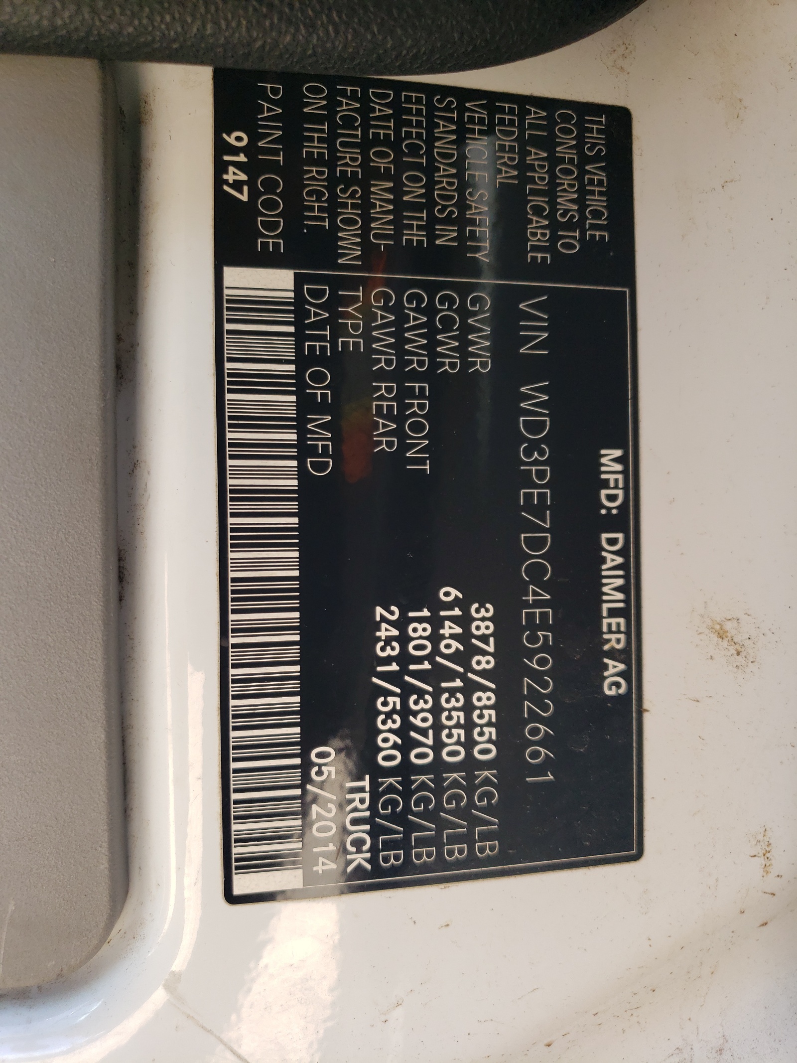 WD3PE7DC4E5922661 2014 Mercedes-Benz Sprinter 2500