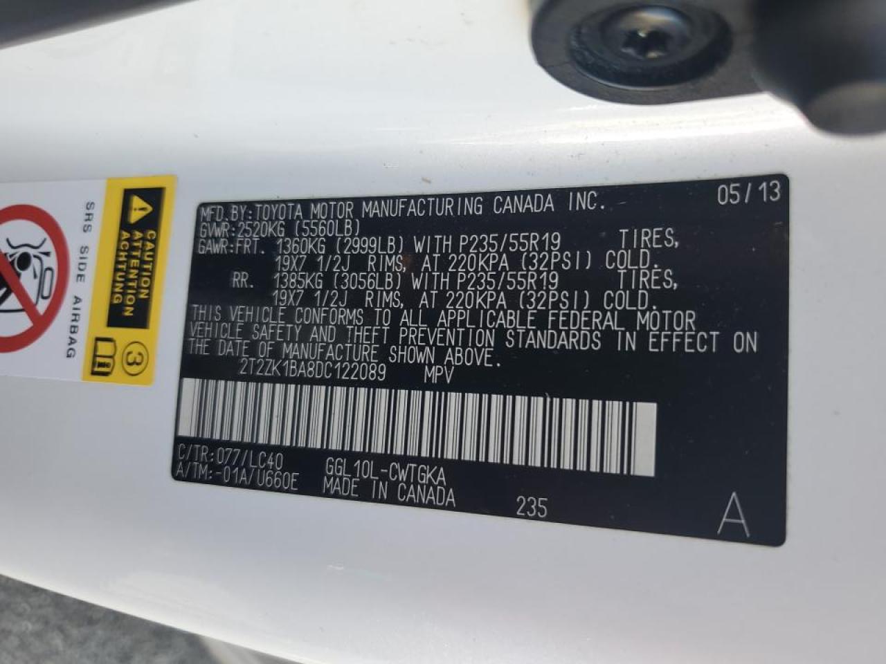 2013 Lexus Rx 350 VIN: 2T2ZK1BA8DC122089 Lot: 63930514