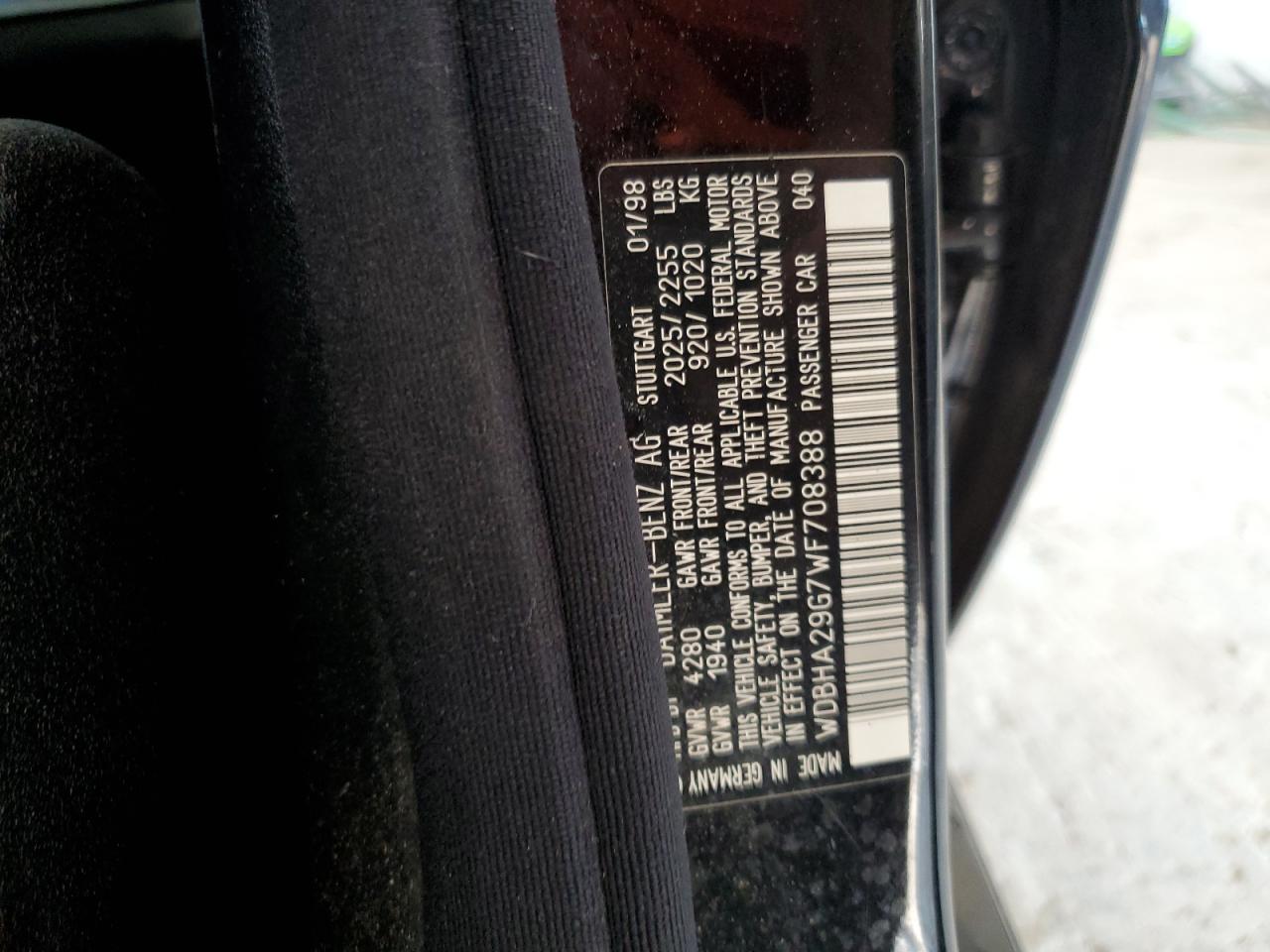 1998 Mercedes-Benz C 280 VIN: WDBHA29G7WF708388 Lot: 61481684