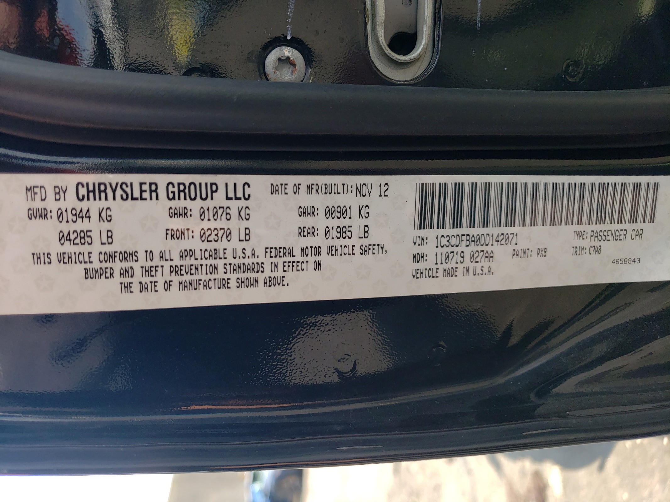 1C3CDFBA0DD142071 2013 Dodge Dart Sxt