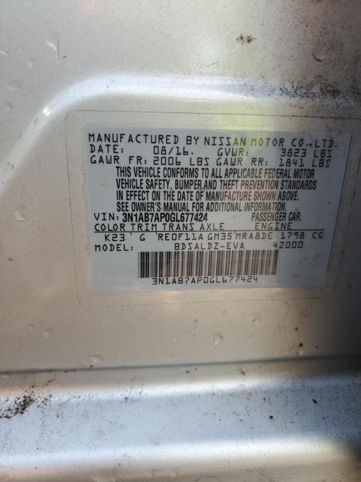 3N1AB7AP0GL677424 2016 Nissan Sentra S