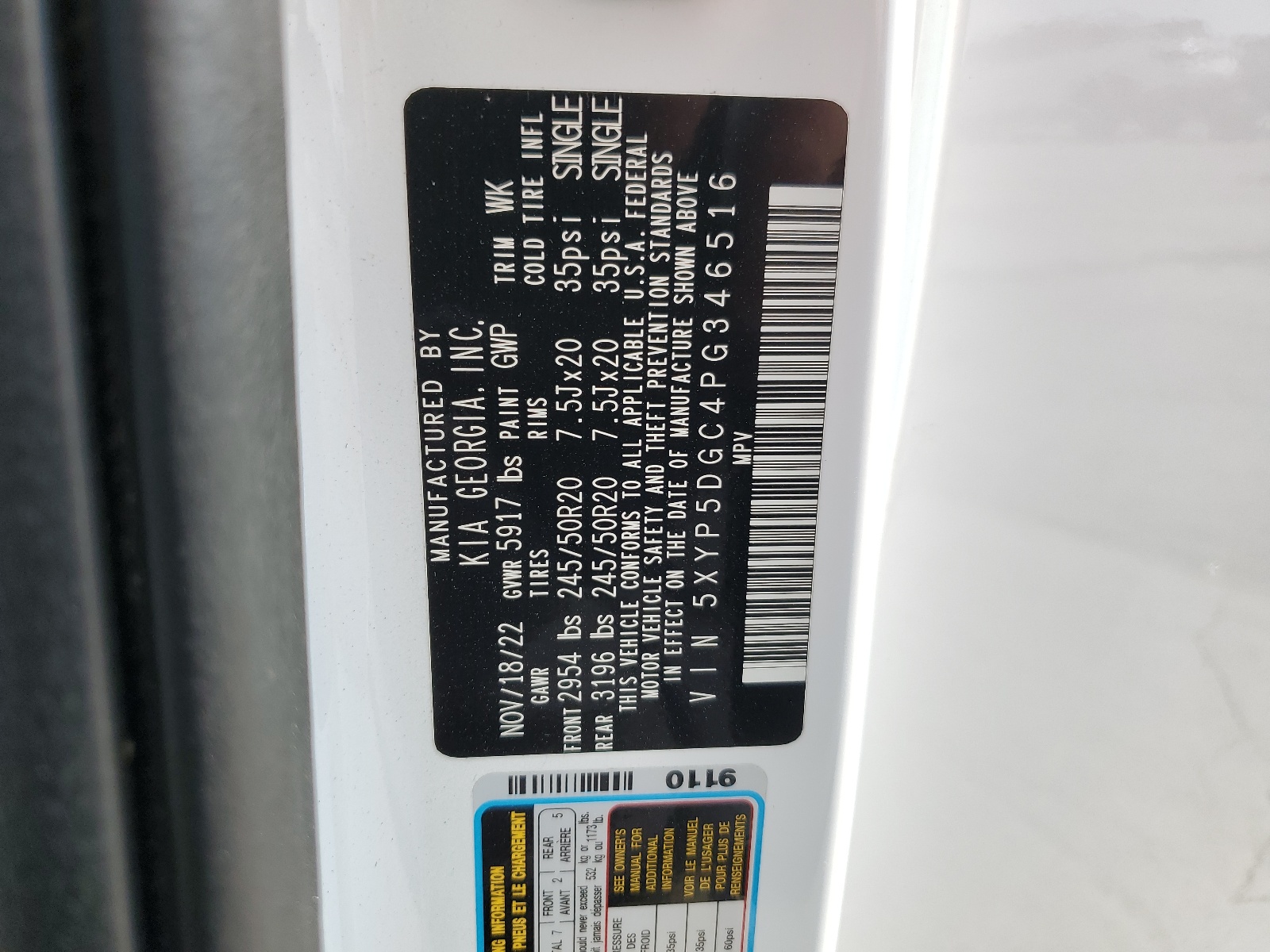 5XYP5DGC4PG346516 2023 Kia Telluride Sx