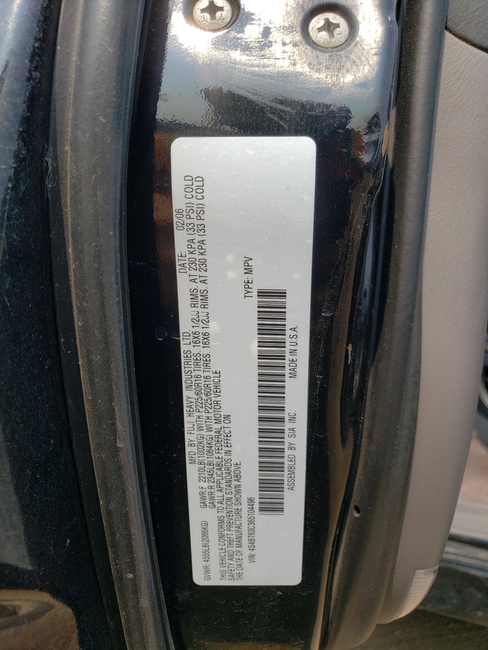 4S4BT63C365104496 2006 Subaru Baja Turbo