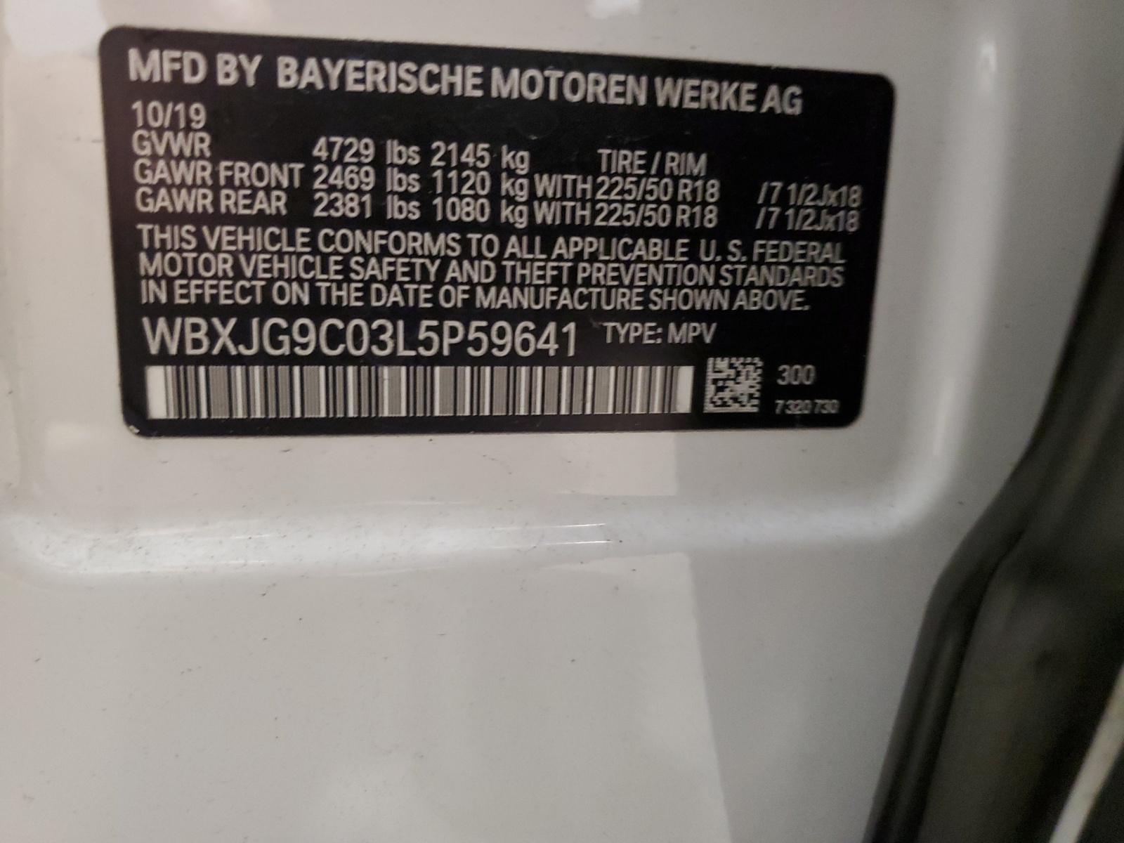 WBXJG9C03L5P59641 2020 BMW X1 xDrive28I