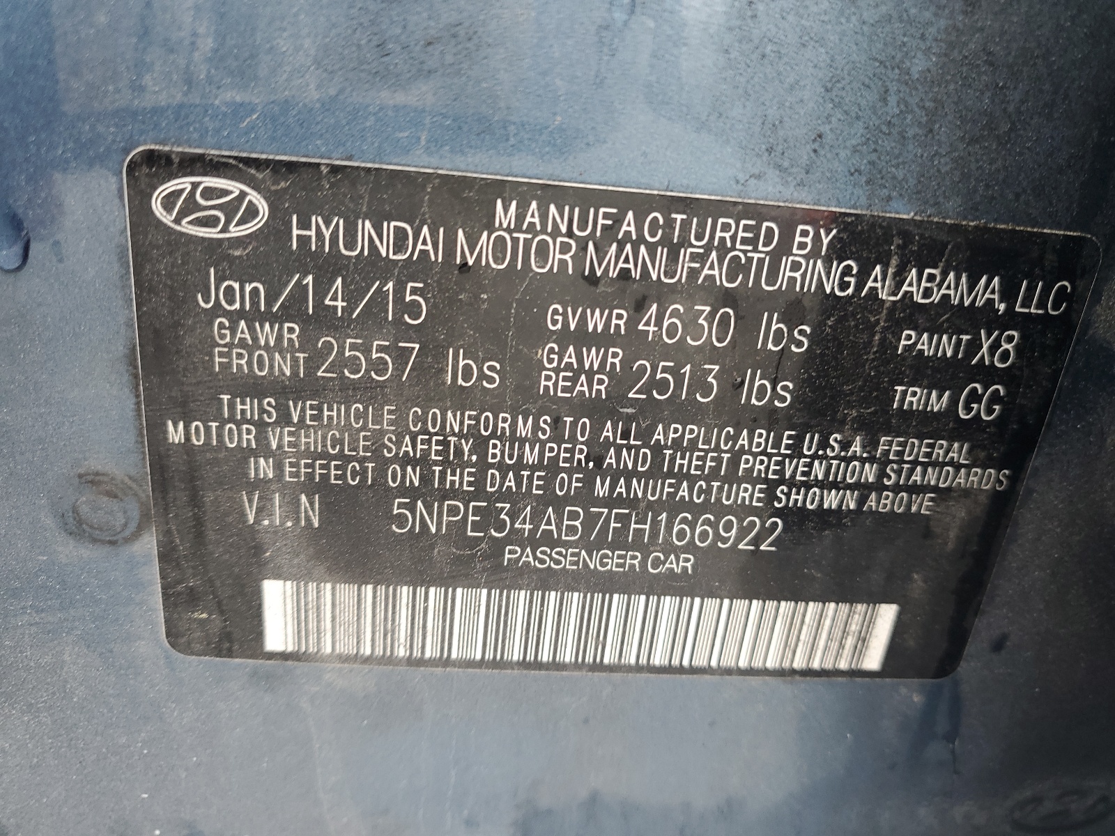 5NPE34AB7FH166922 2015 Hyundai Sonata Sport