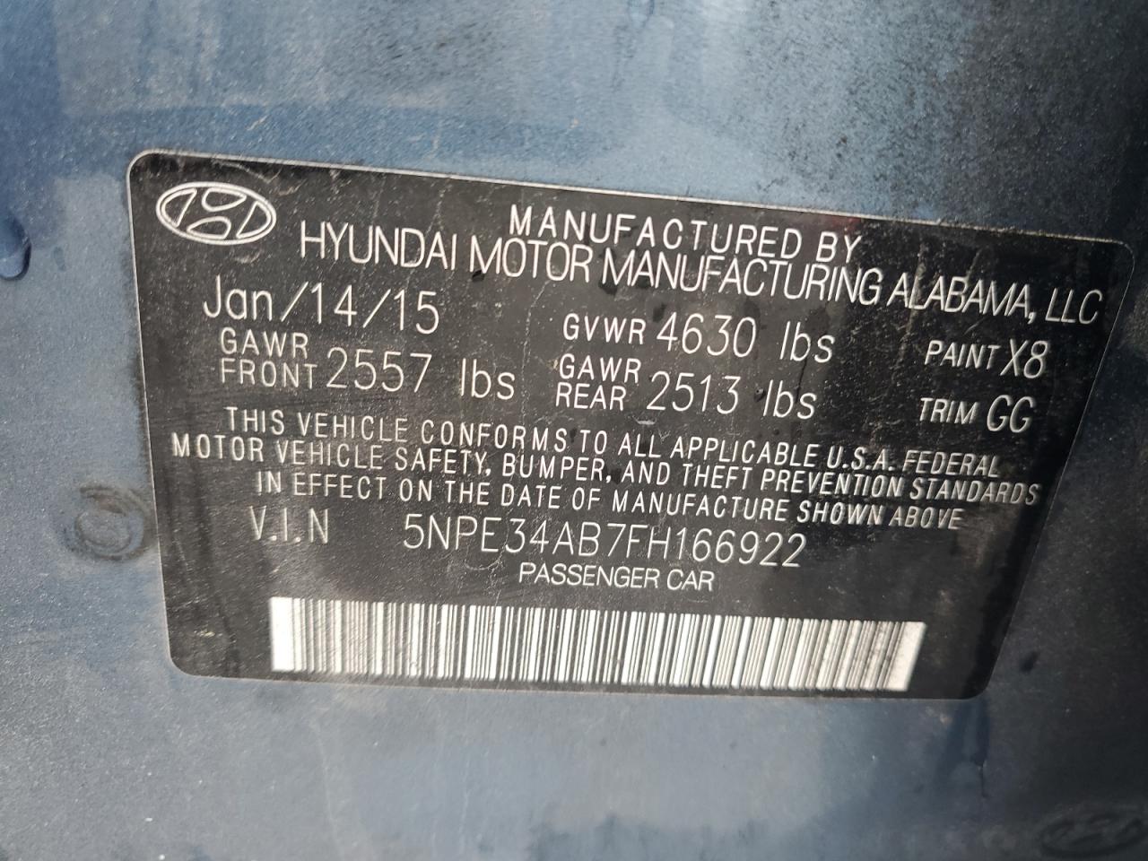 2015 Hyundai Sonata Sport VIN: 5NPE34AB7FH166922 Lot: 62891054