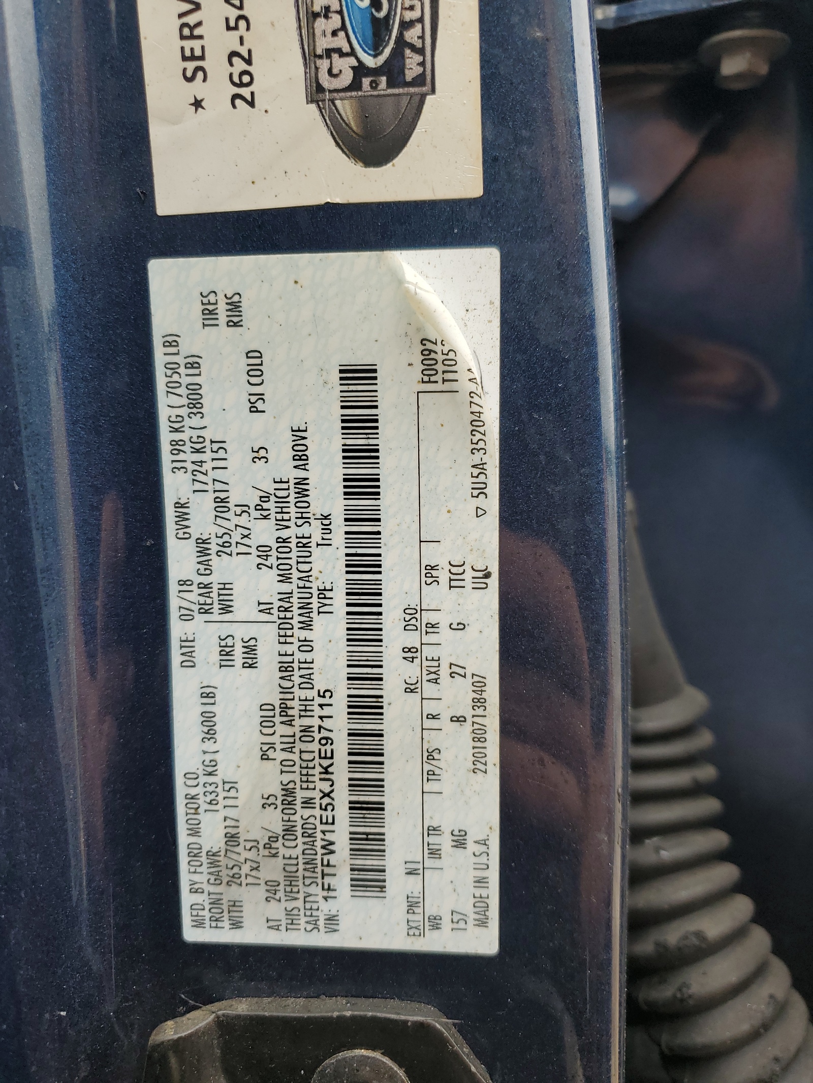 1FTFW1E5XJKE97115 2018 Ford F150 Supercrew