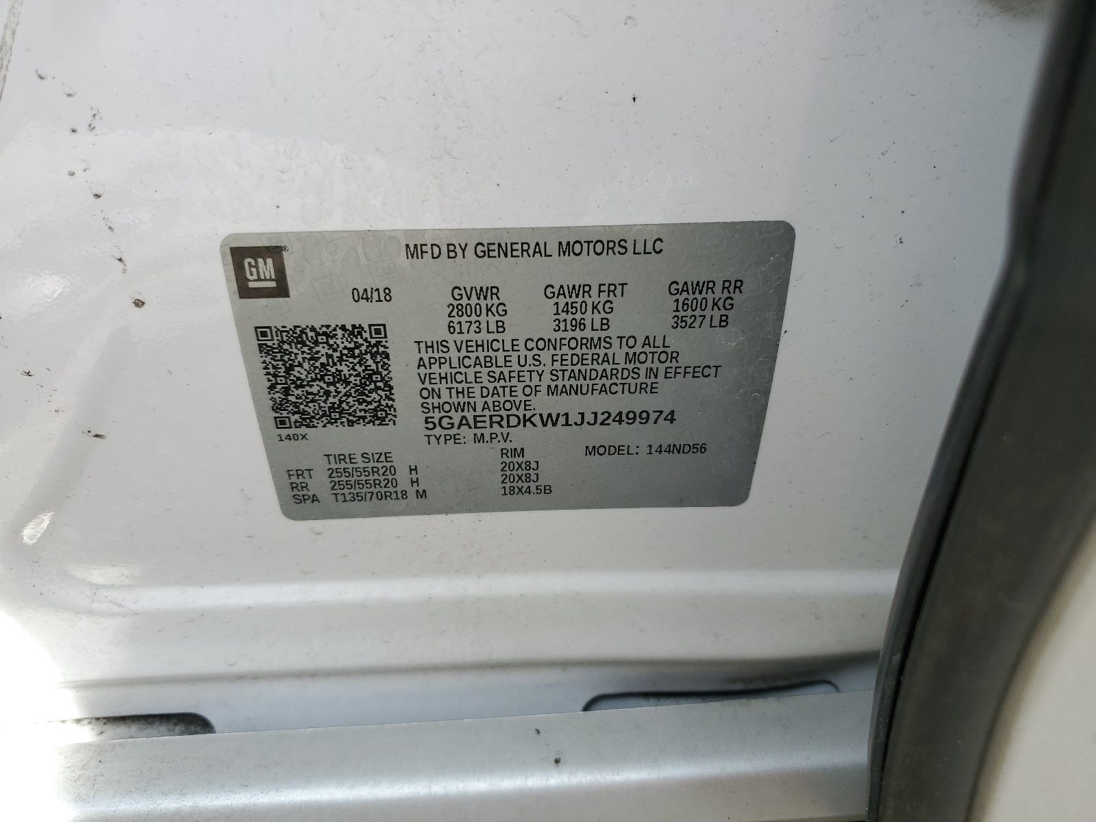 5GAERDKW1JJ249974 2018 Buick Enclave Avenir