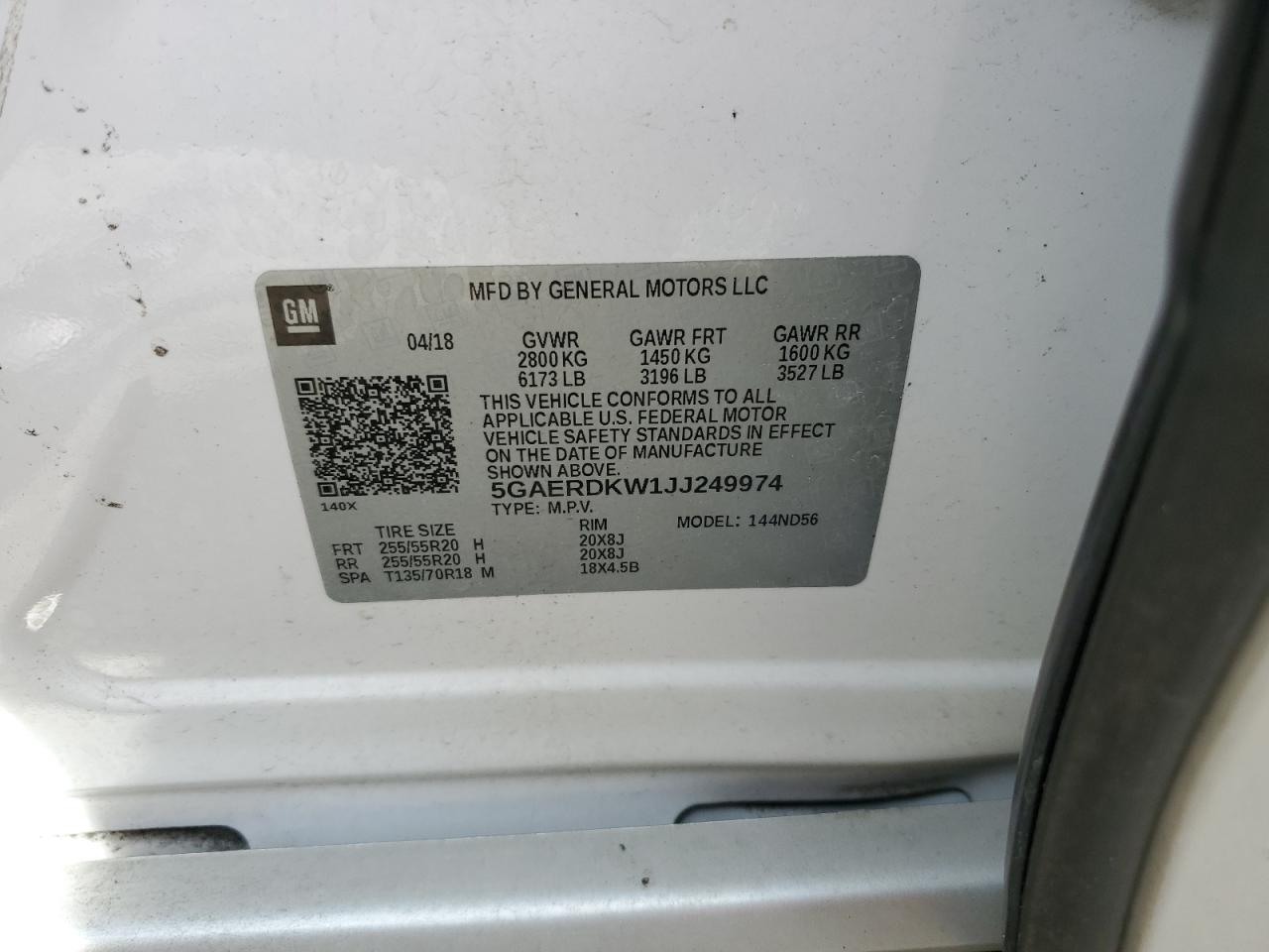 2018 Buick Enclave Avenir VIN: 5GAERDKW1JJ249974 Lot: 62810804