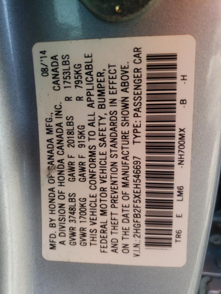 2HGFB2F5XEH546697 2014 Honda Civic Lx