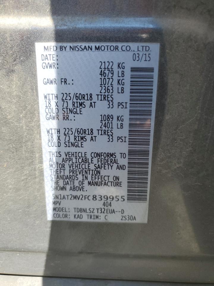 5N1AT2MV2FC839955 2015 Nissan Rogue S