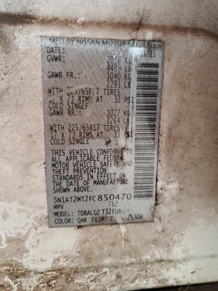 2015 Nissan Rogue S VIN: 5N1AT2MT2FC850470 Lot: 64320814