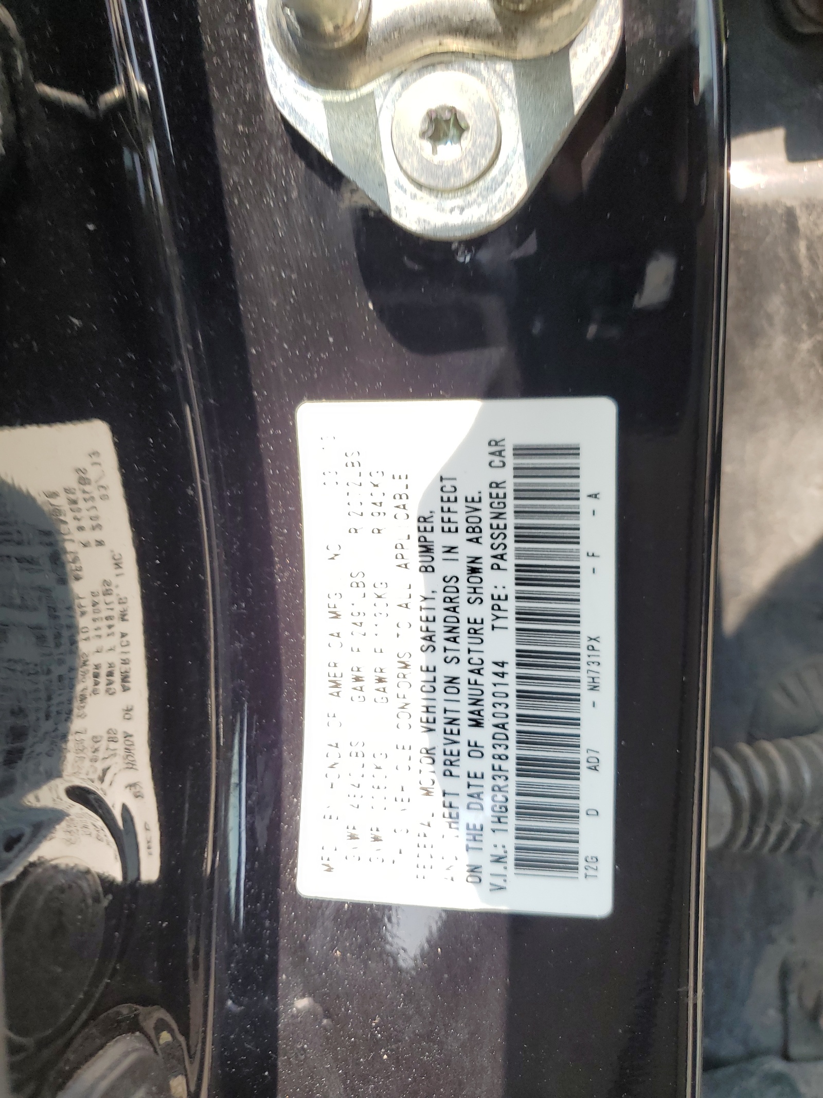 2013 Honda Accord Exl vin: 1HGCR3F83DA030144