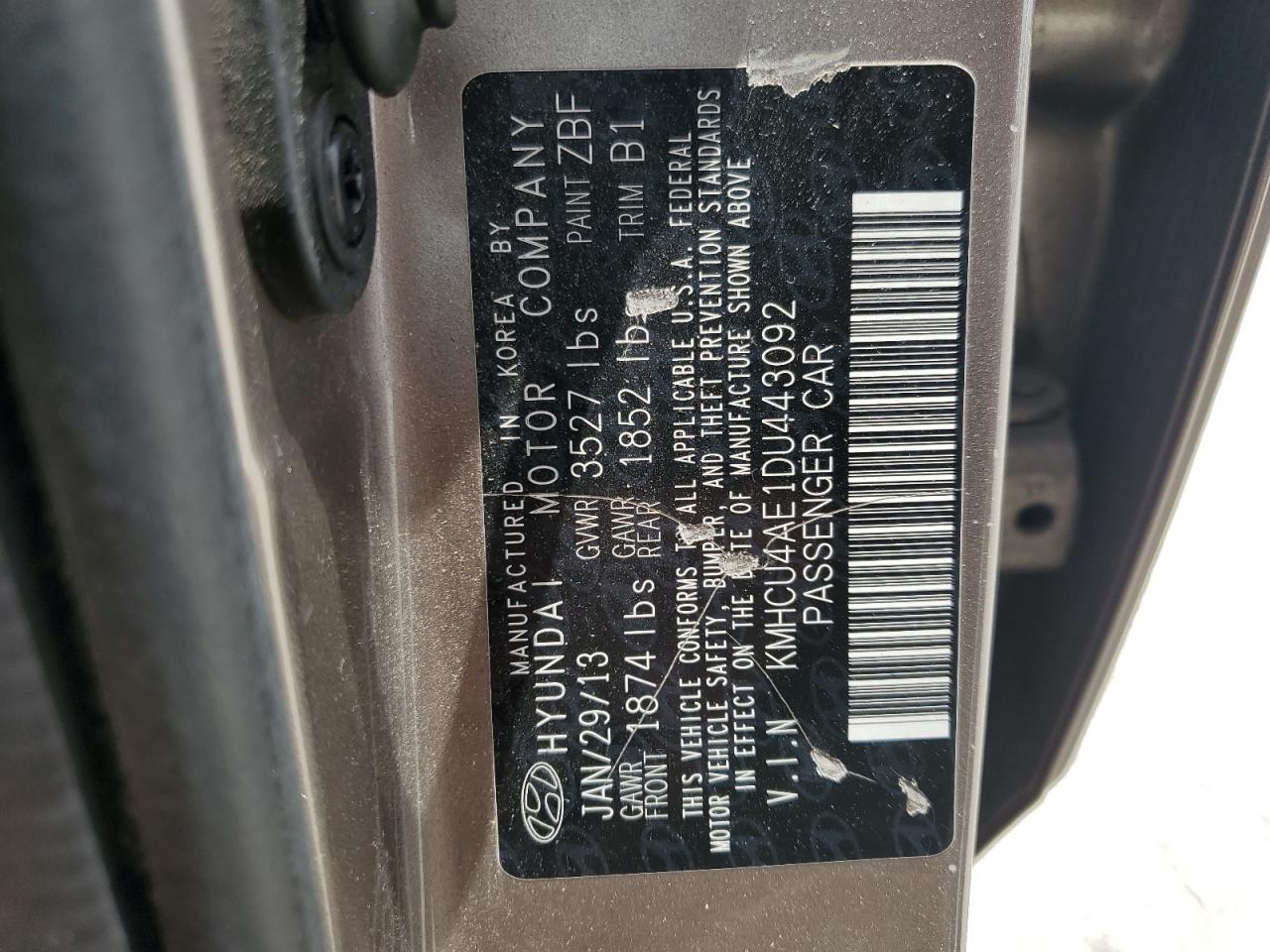 2013 Hyundai Accent Gls VIN: KMHCU4AE1DU443092 Lot: 62524824