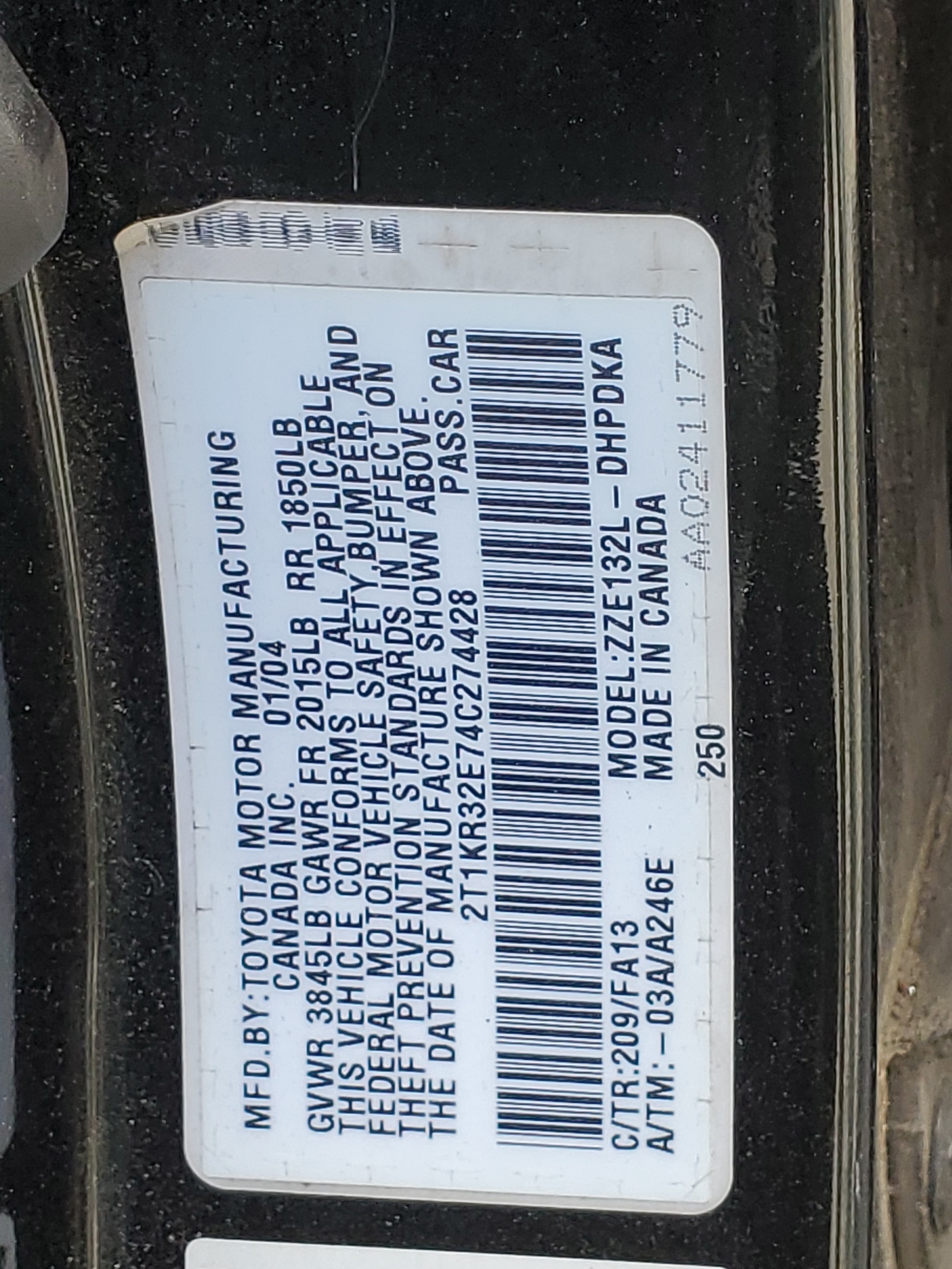 2T1KR32E74C274428 2004 Toyota Corolla Matrix Xr