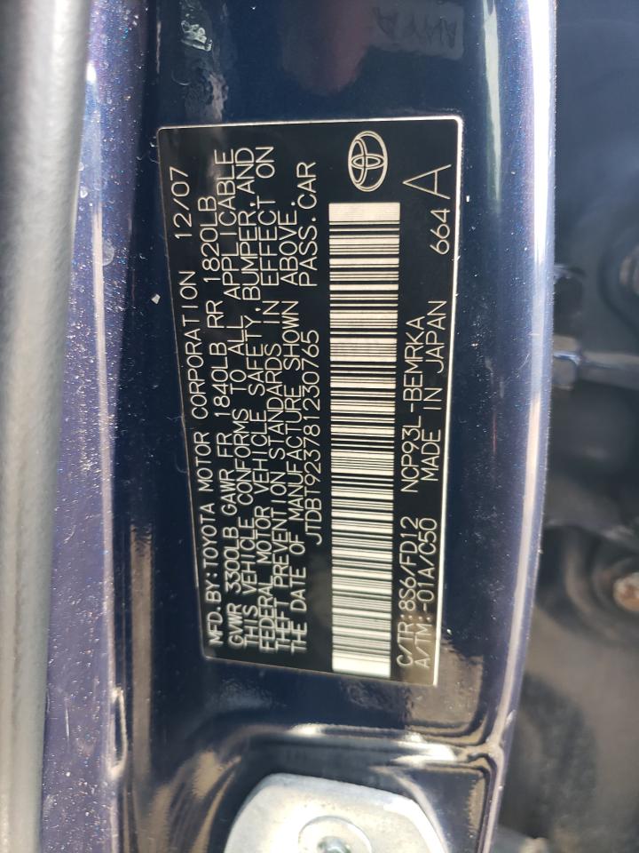 JTDBT923781230765 2008 Toyota Yaris