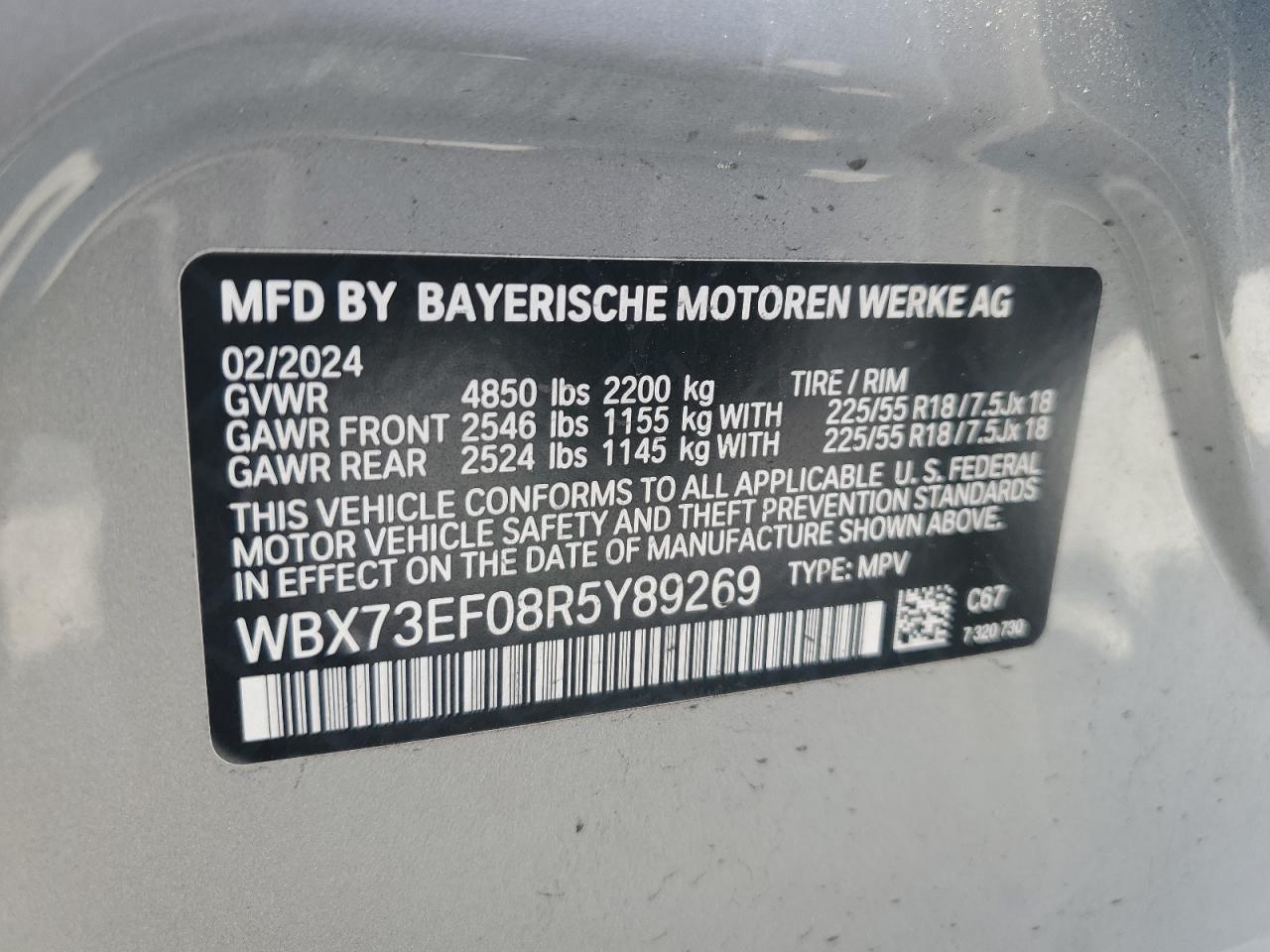 2024 BMW X1 xDrive28I VIN: WBX73EF08R5Y89269 Lot: 63524314