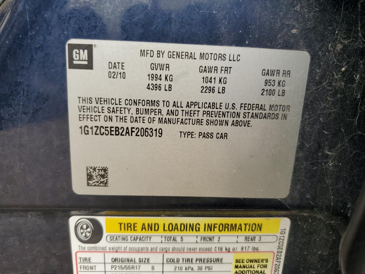 2010 Chevrolet Malibu 1Lt VIN: 1G1ZC5EB2AF206319 Lot: 62897344