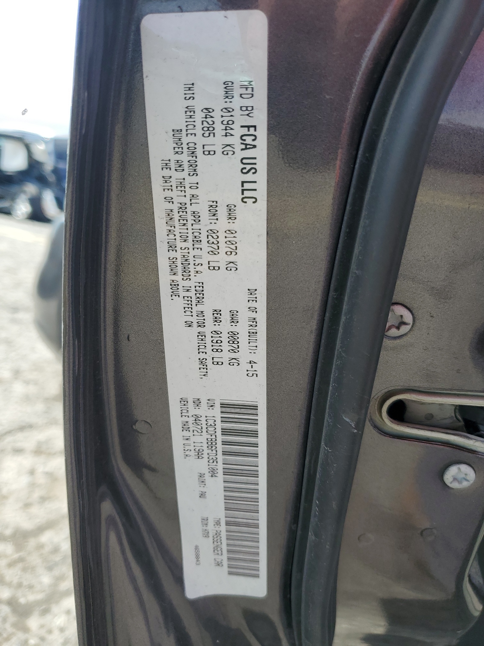 1C3CDFBB6FD351004 2015 Dodge Dart Sxt