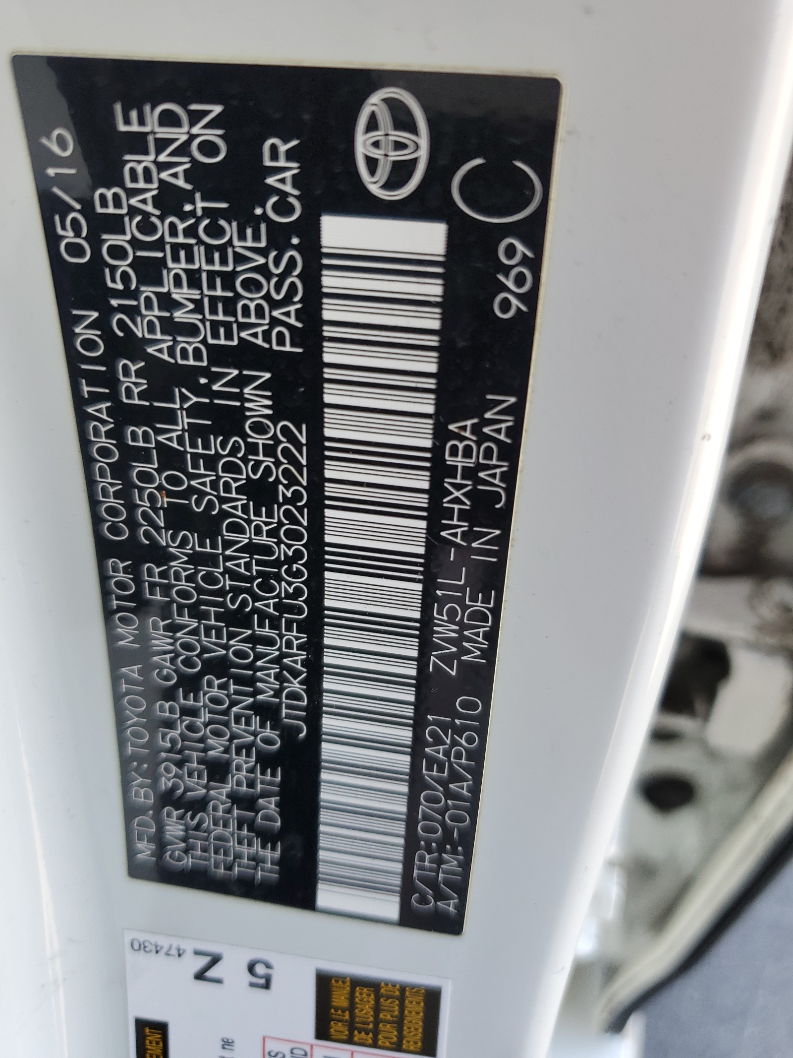 JTDKARFU3G3023222 2016 Toyota Prius