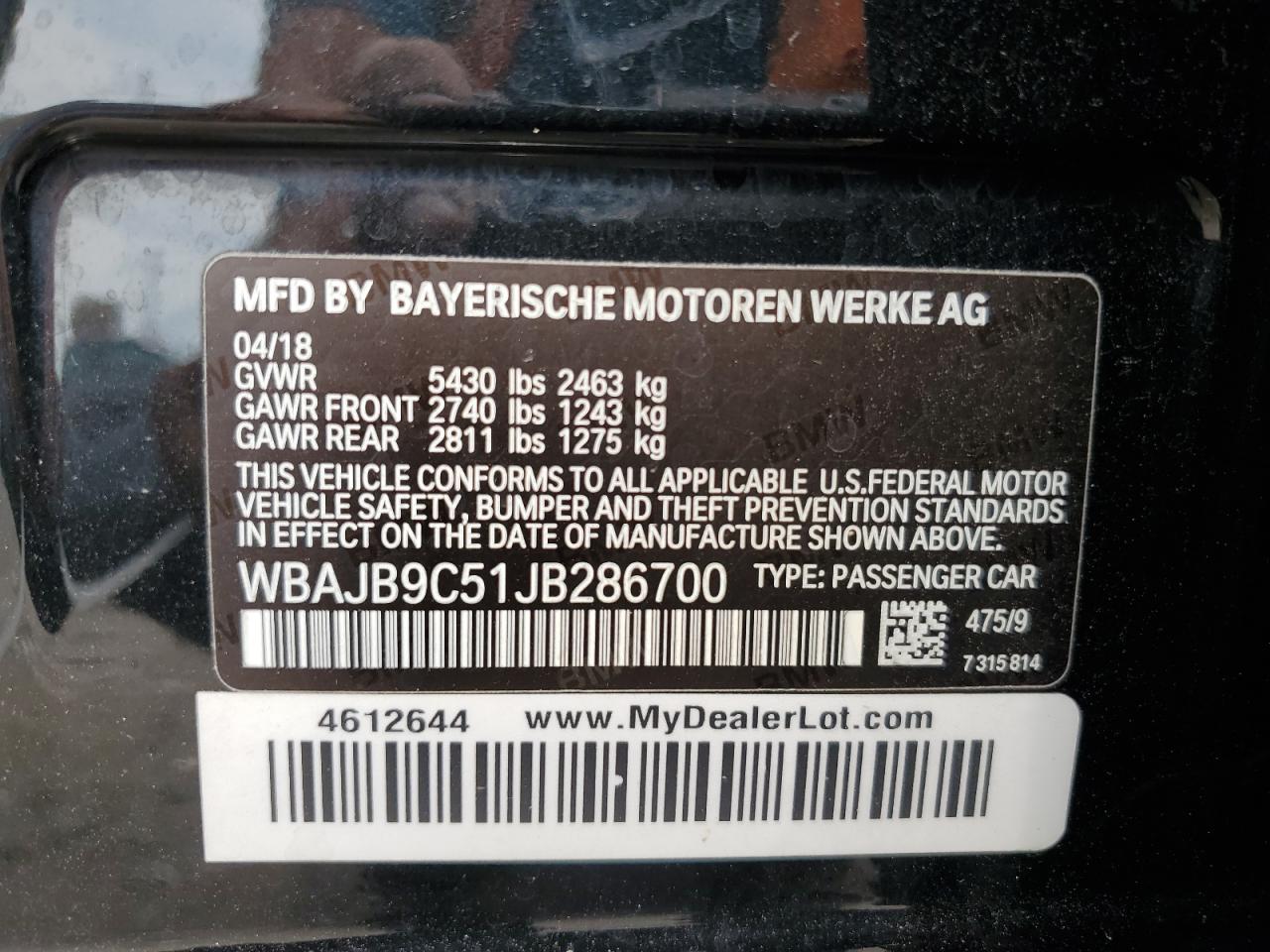 WBAJB9C51JB286700 2018 BMW M550Xi